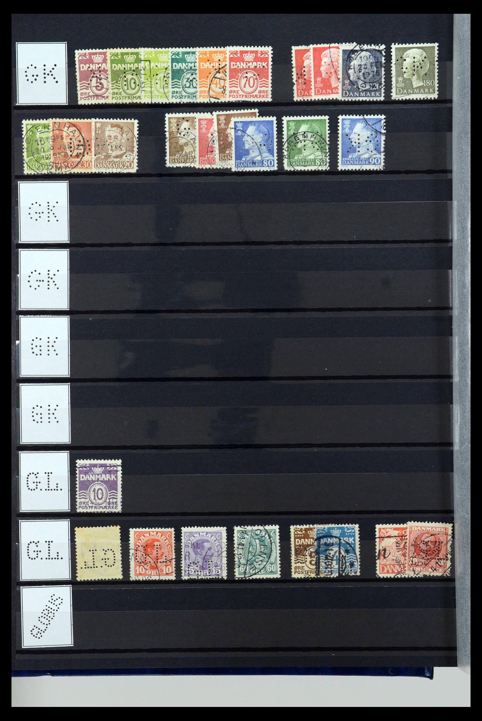 36396 119 - Stamp collection 36396 Denmark perfins.