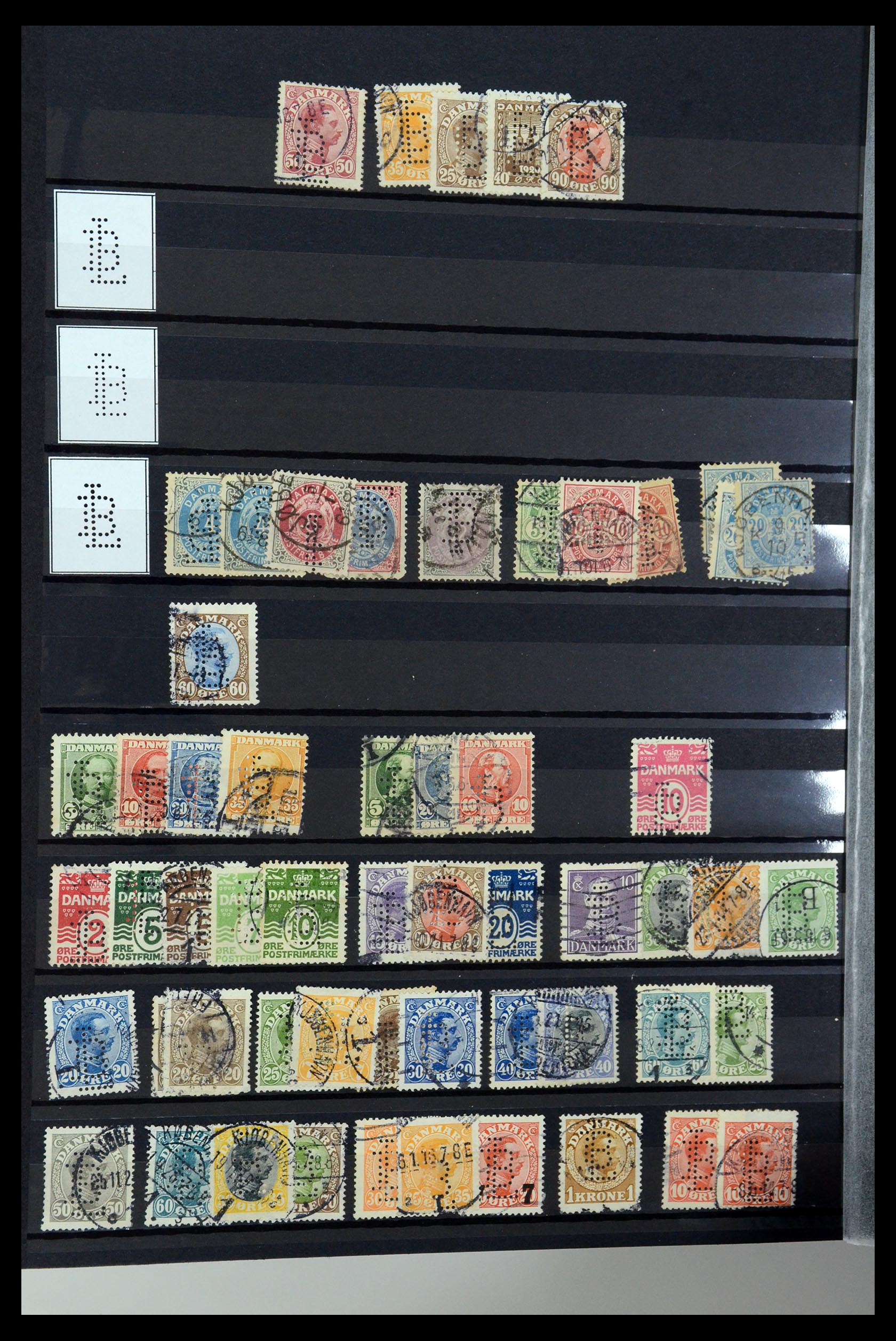 36396 161 - Postzegelverzameling 36396 Denemarken perfins.