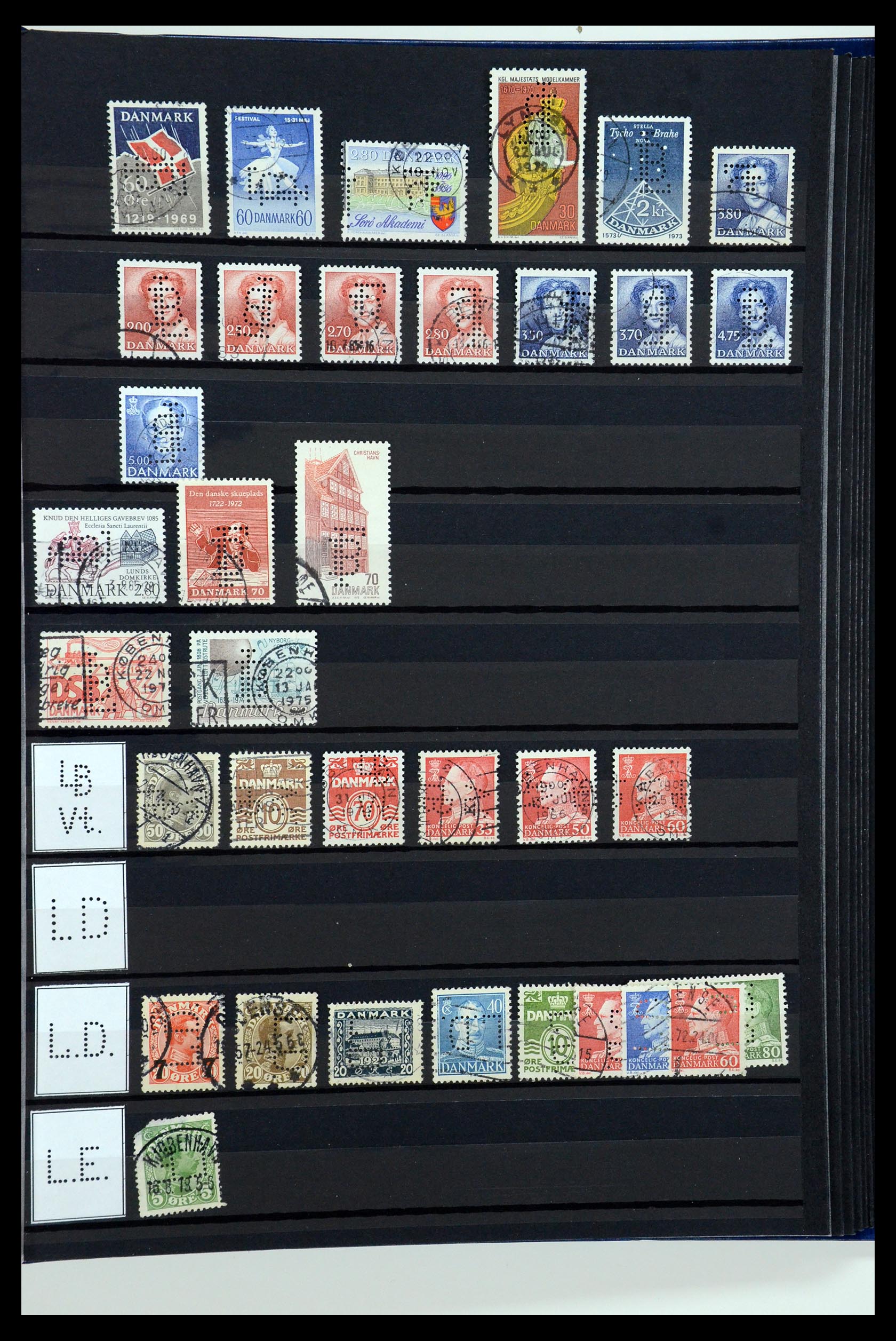 36396 163 - Postzegelverzameling 36396 Denemarken perfins.