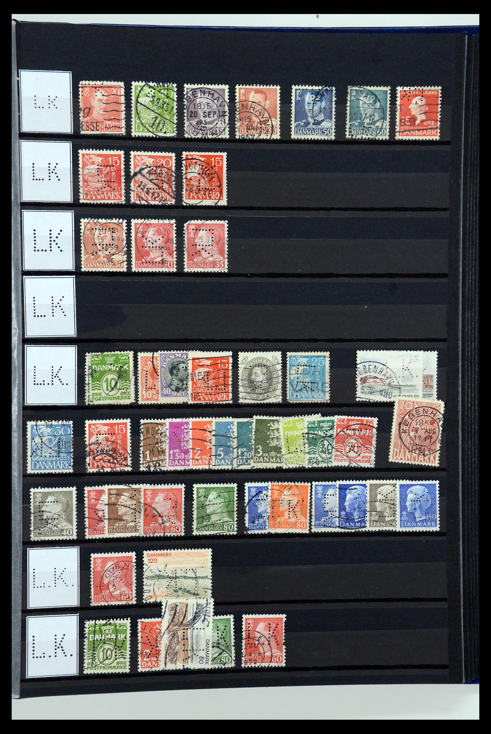 36396 165 - Postzegelverzameling 36396 Denemarken perfins.
