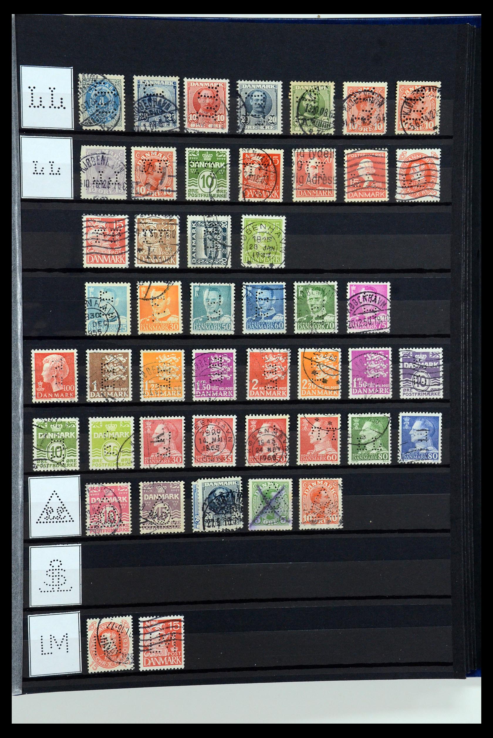 36396 167 - Postzegelverzameling 36396 Denemarken perfins.