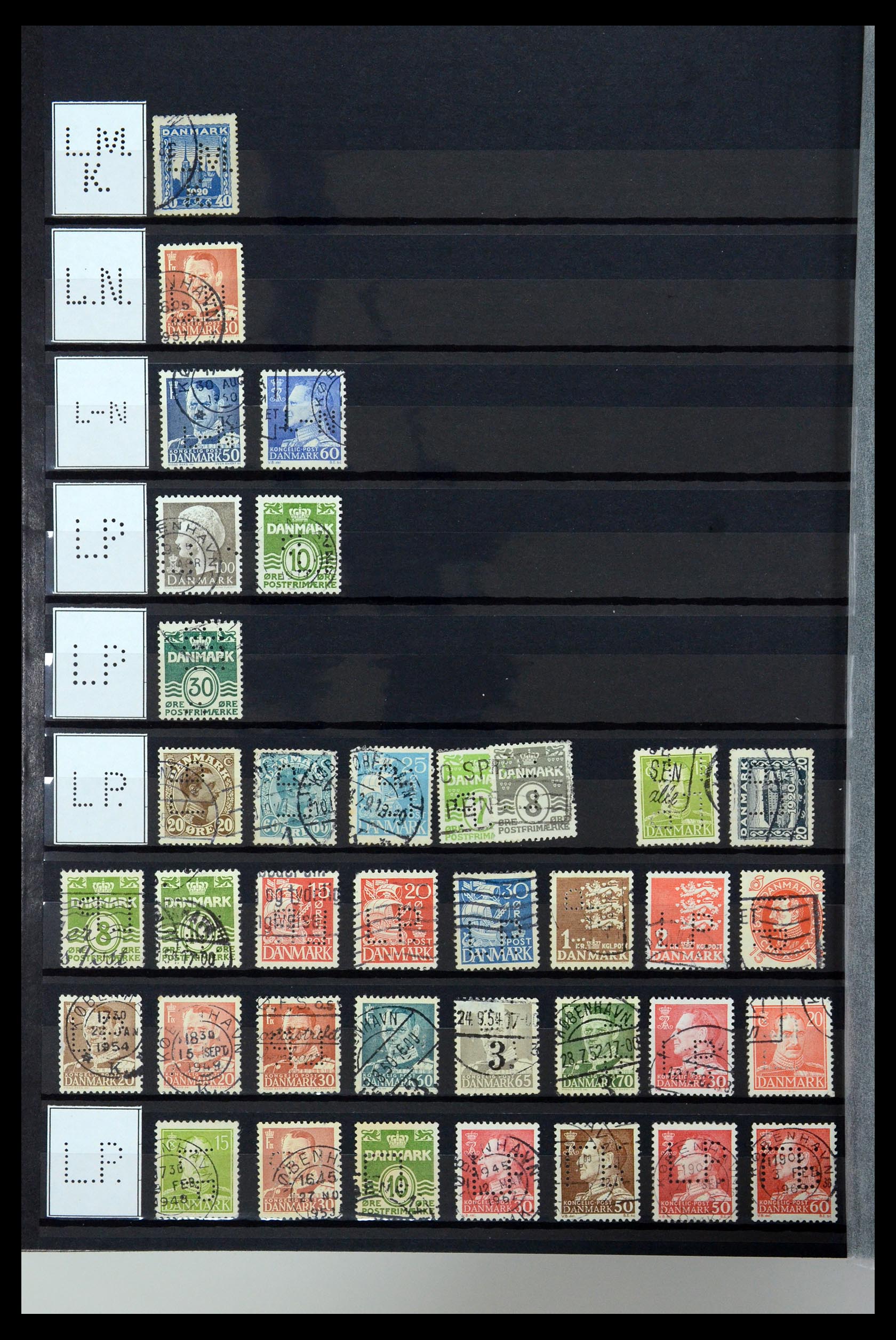 36396 168 - Postzegelverzameling 36396 Denemarken perfins.