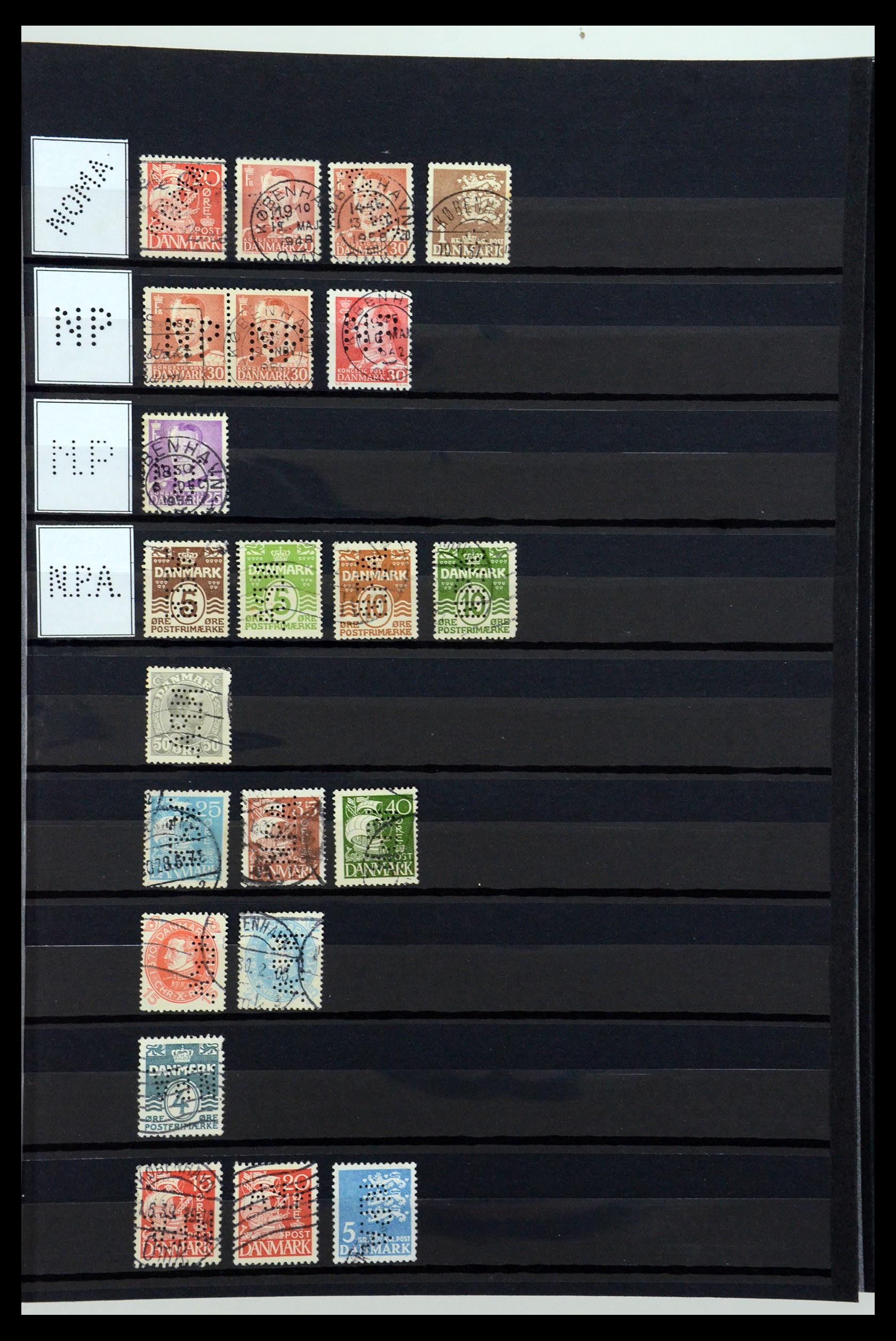 36396 182 - Stamp collection 36396 Denmark perfins.