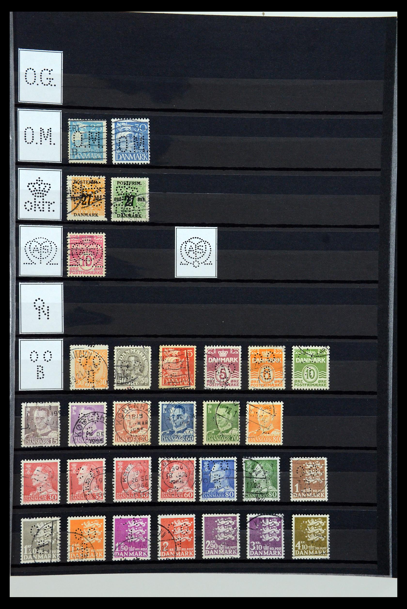 36396 186 - Postzegelverzameling 36396 Denemarken perfins.