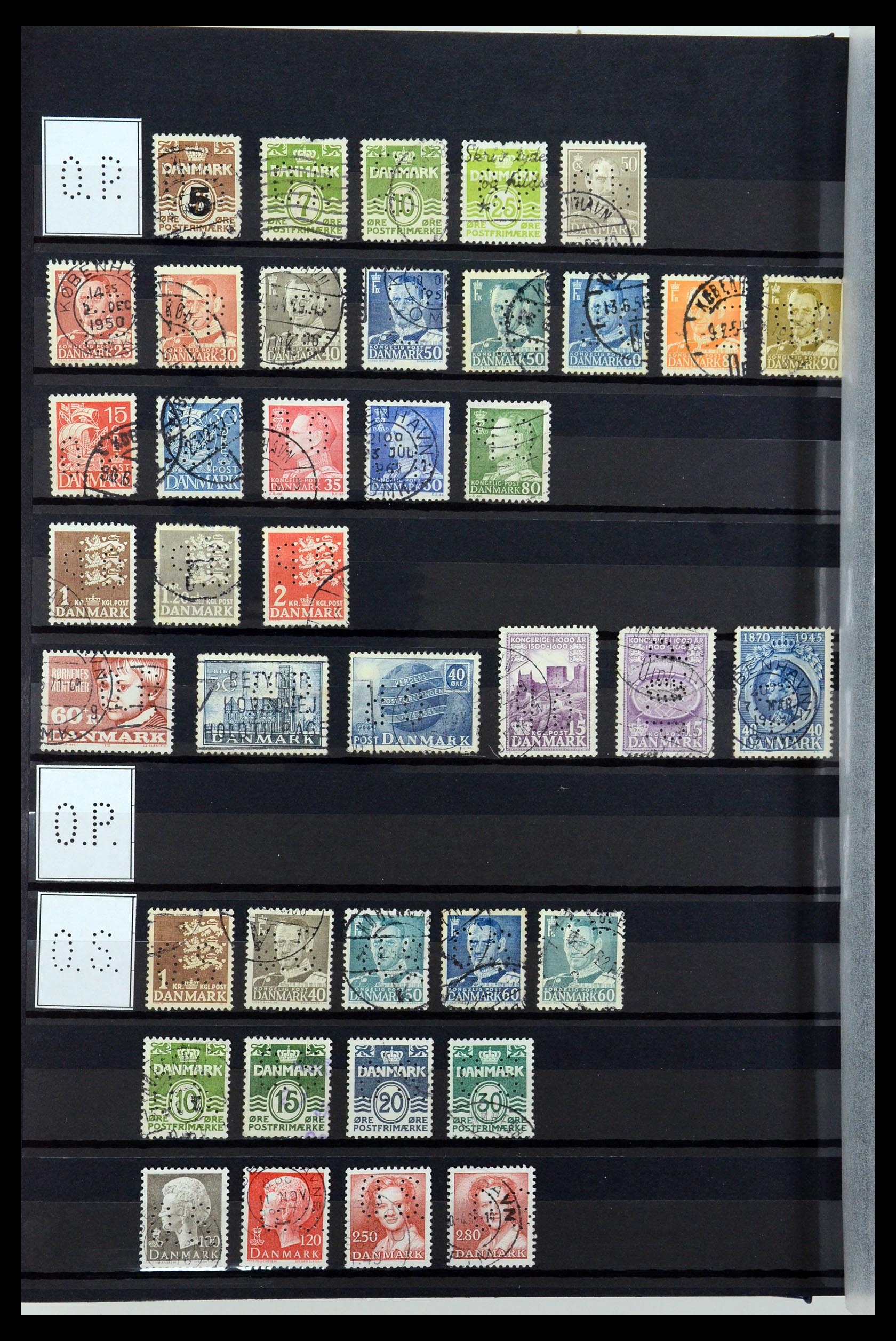 36396 187 - Stamp collection 36396 Denmark perfins.