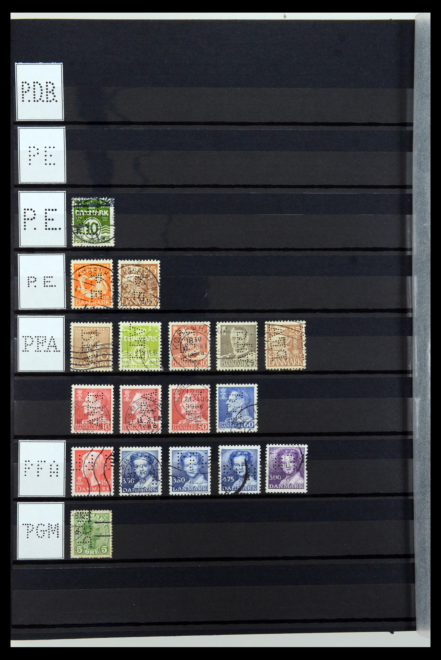 36396 191 - Stamp collection 36396 Denmark perfins.