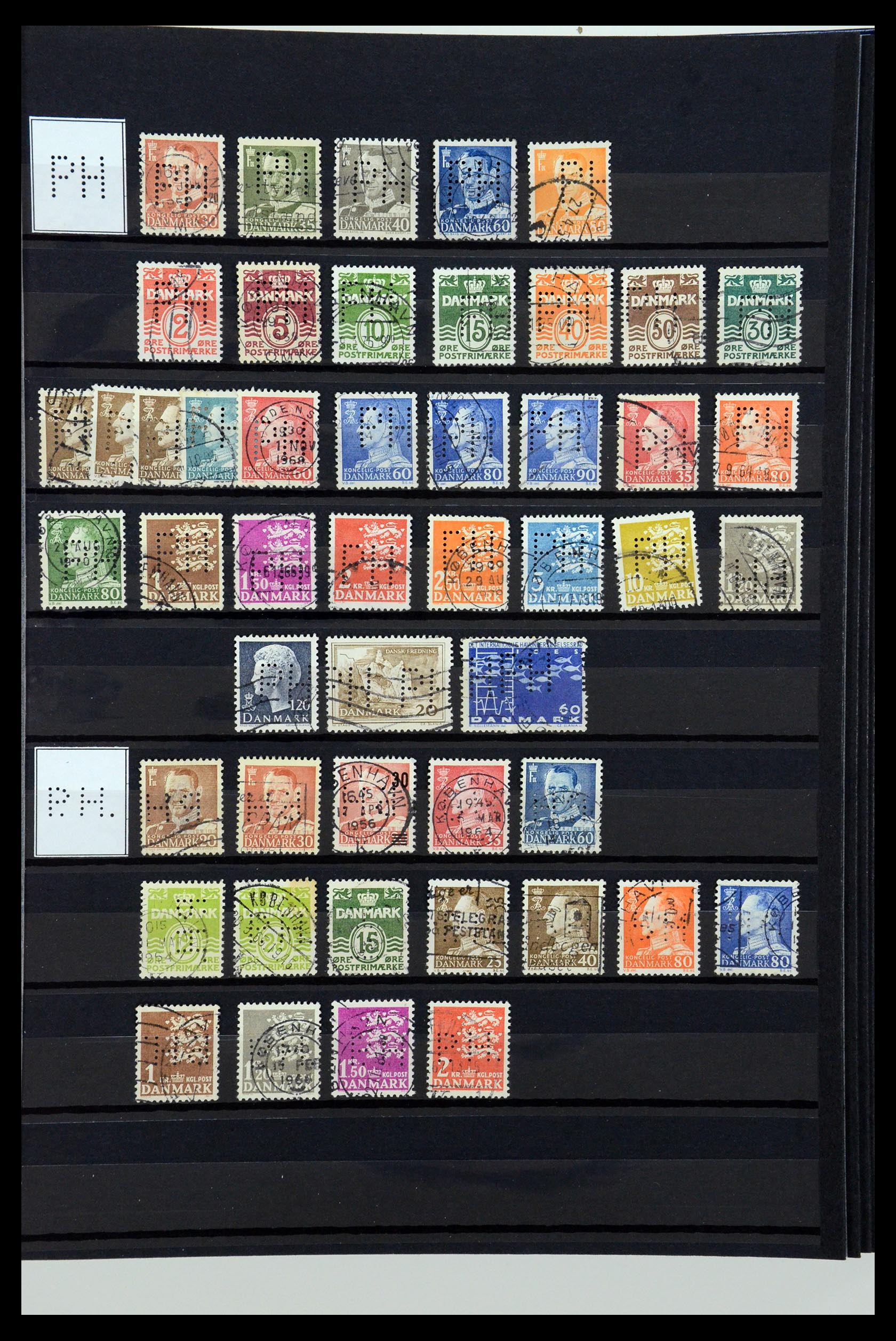 36396 192 - Postzegelverzameling 36396 Denemarken perfins.