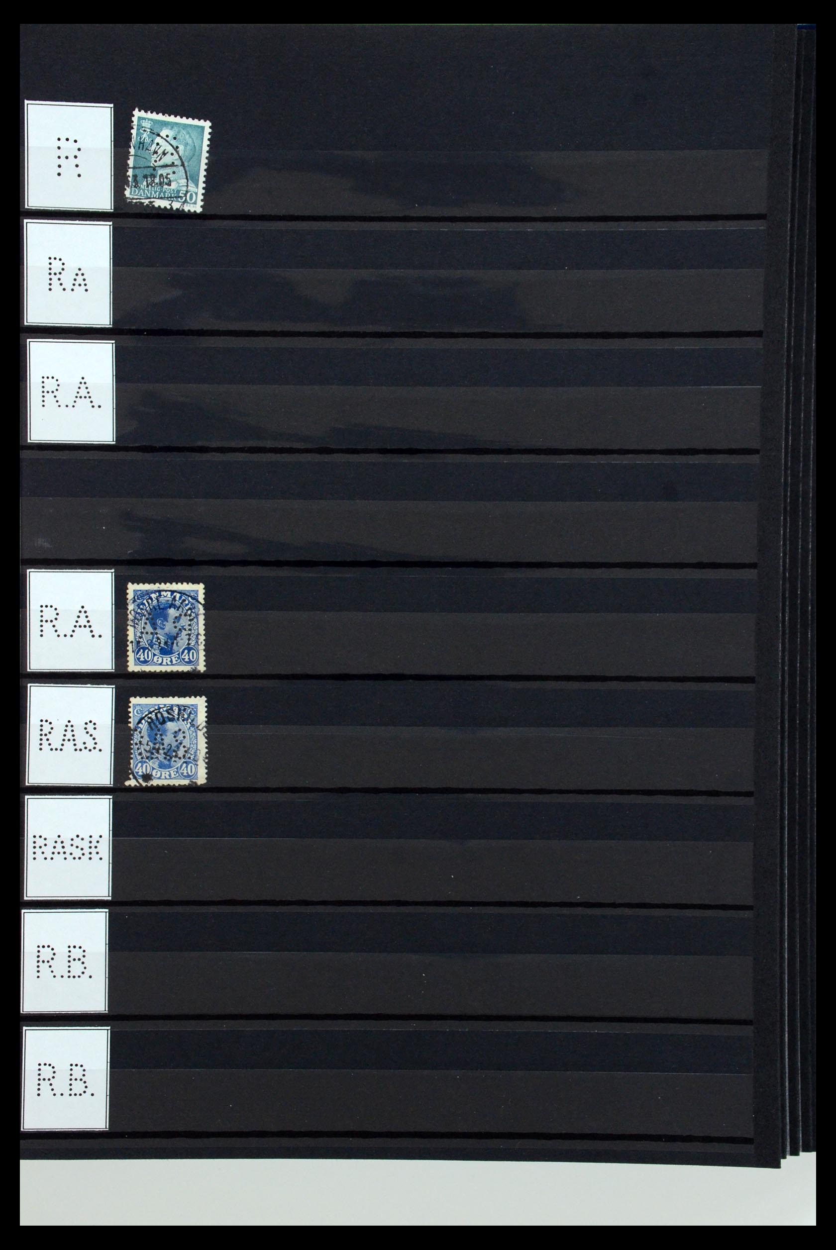 36396 198 - Stamp collection 36396 Denmark perfins.