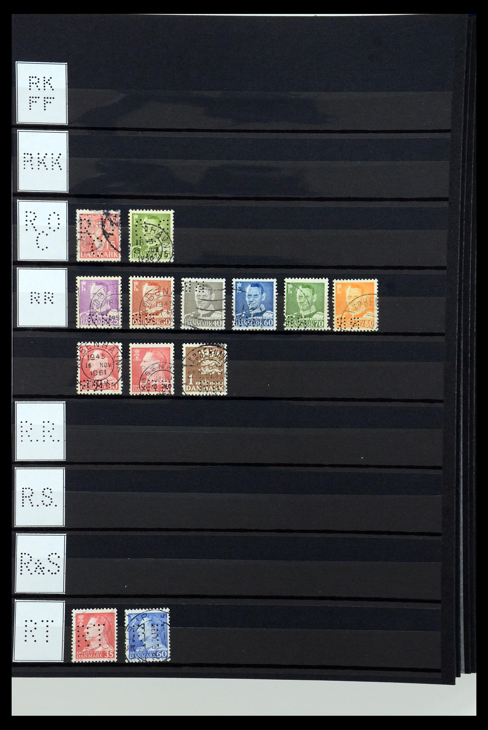 36396 199 - Stamp collection 36396 Denmark perfins.