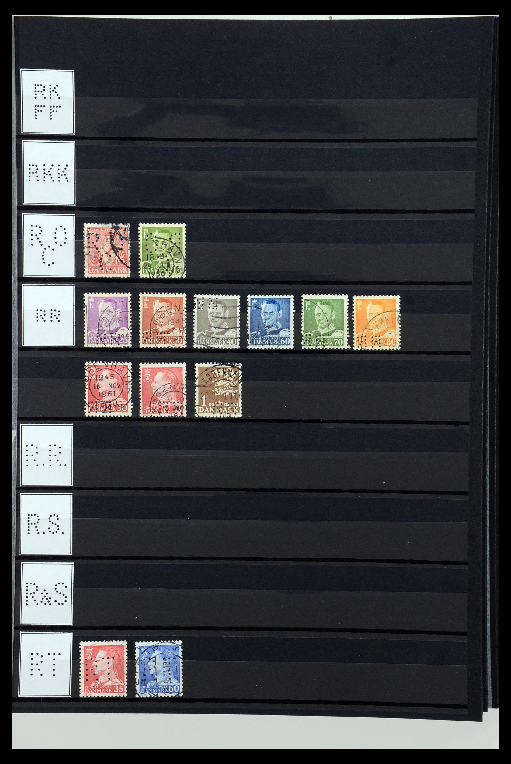 36396 201 - Stamp collection 36396 Denmark perfins.