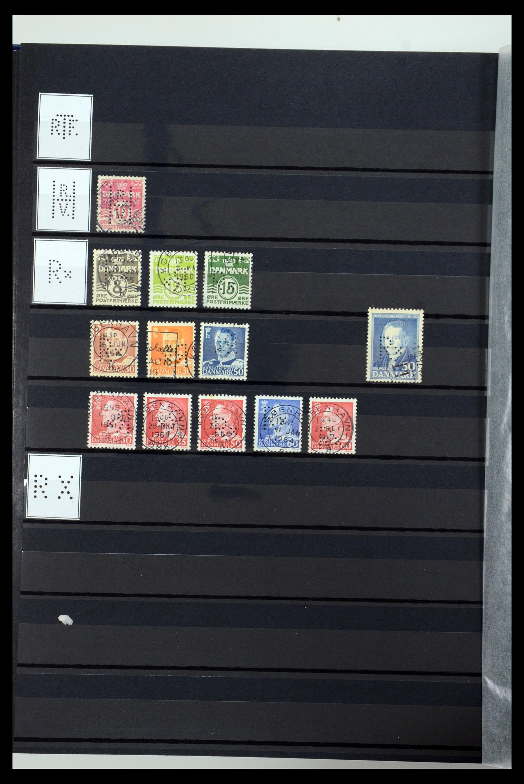 36396 202 - Stamp collection 36396 Denmark perfins.