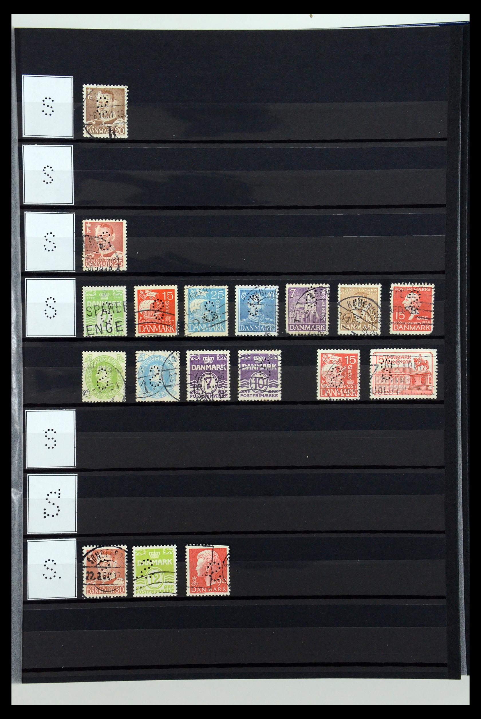 36396 203 - Stamp collection 36396 Denmark perfins.