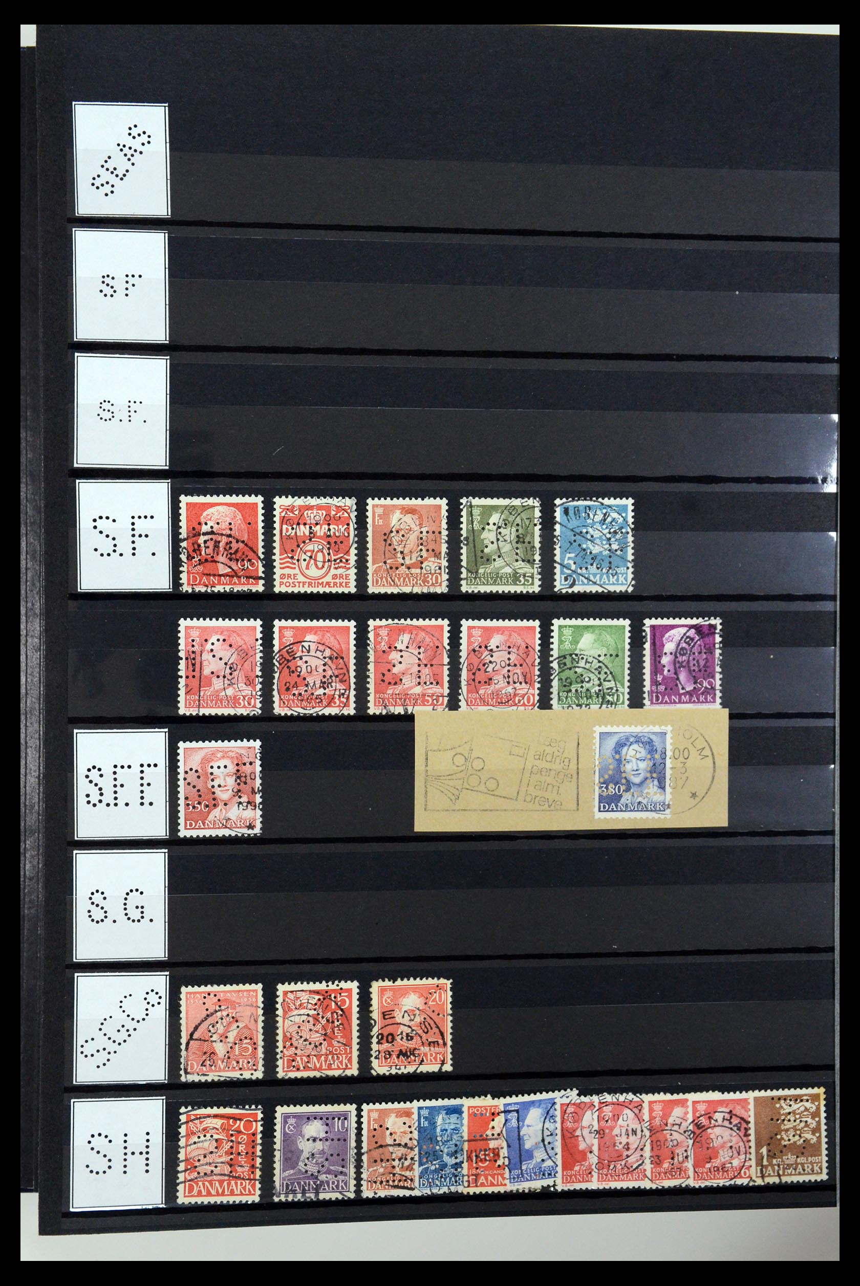 36396 206 - Stamp collection 36396 Denmark perfins.