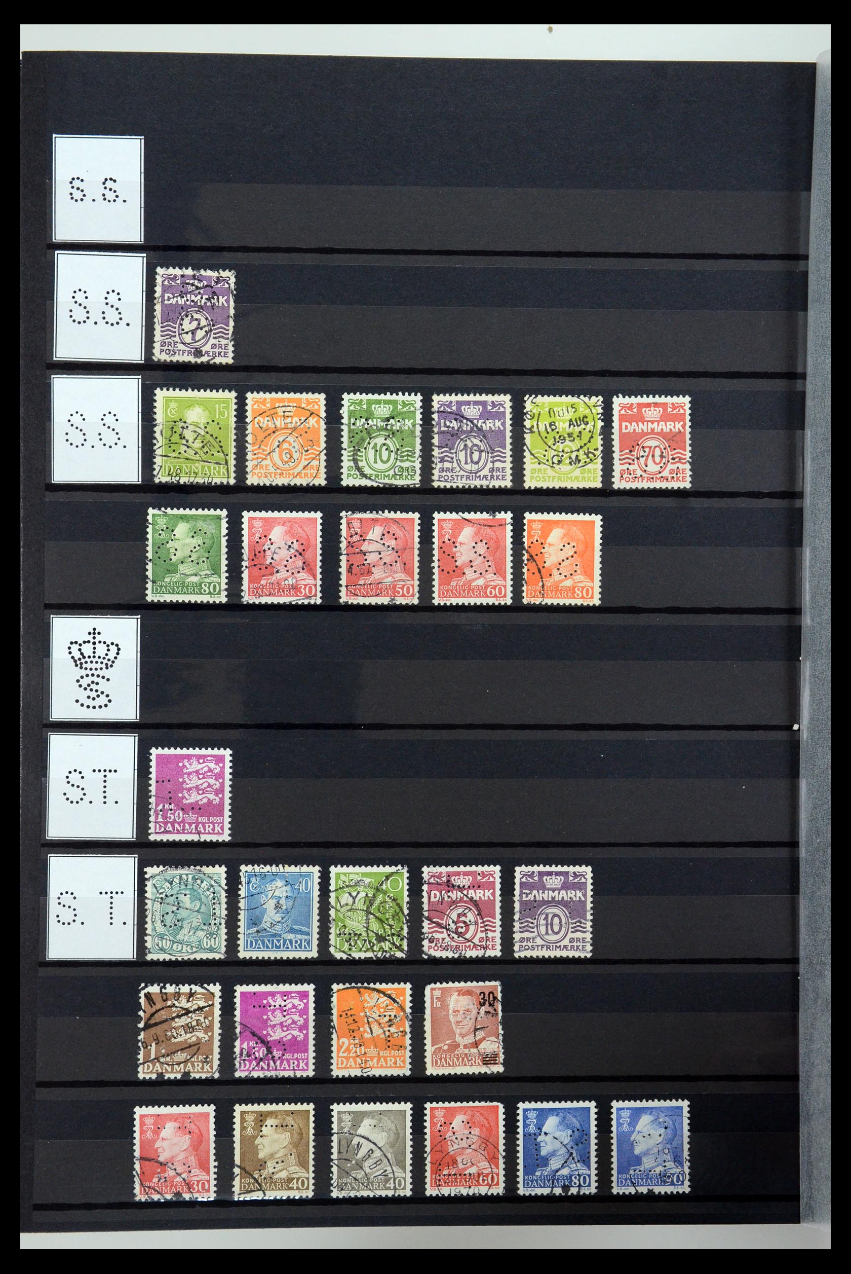 36396 210 - Stamp collection 36396 Denmark perfins.