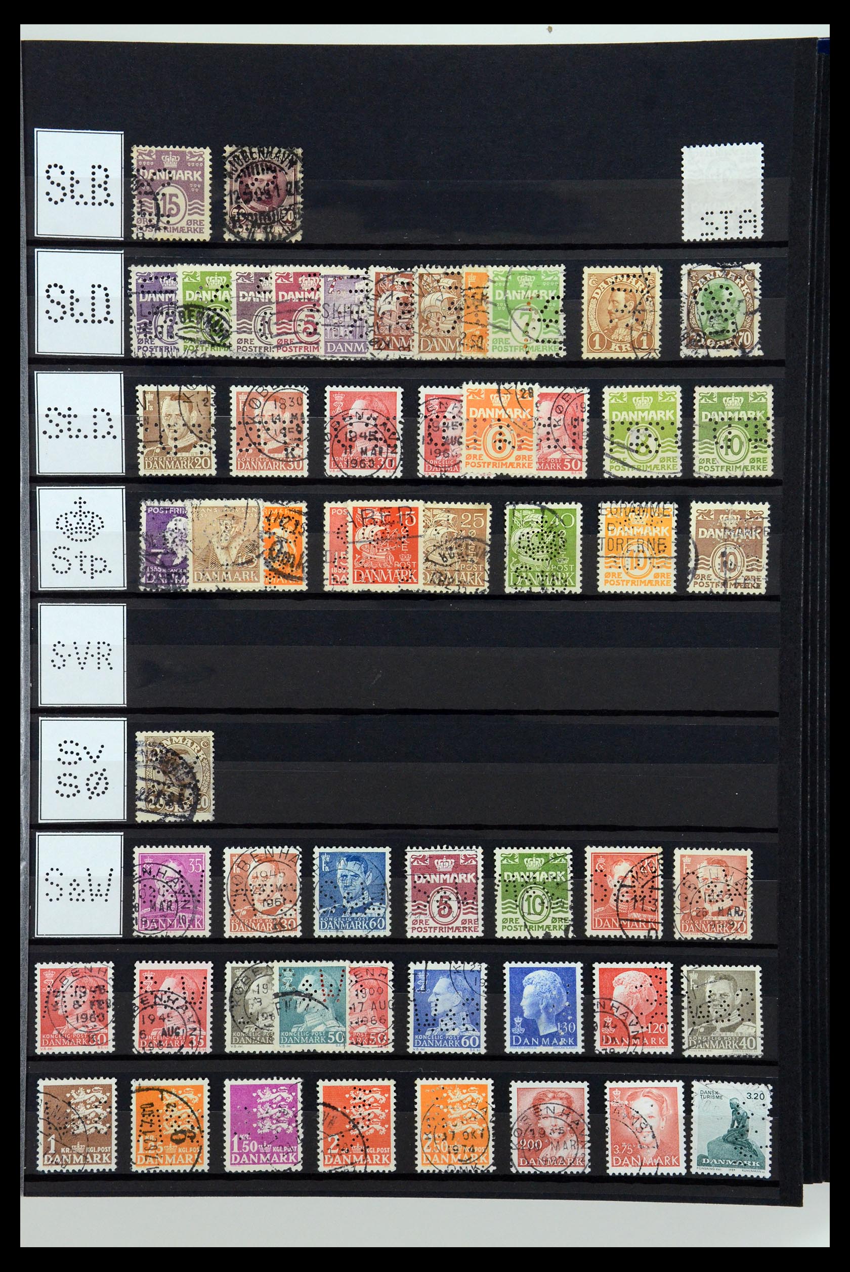 36396 211 - Stamp collection 36396 Denmark perfins.