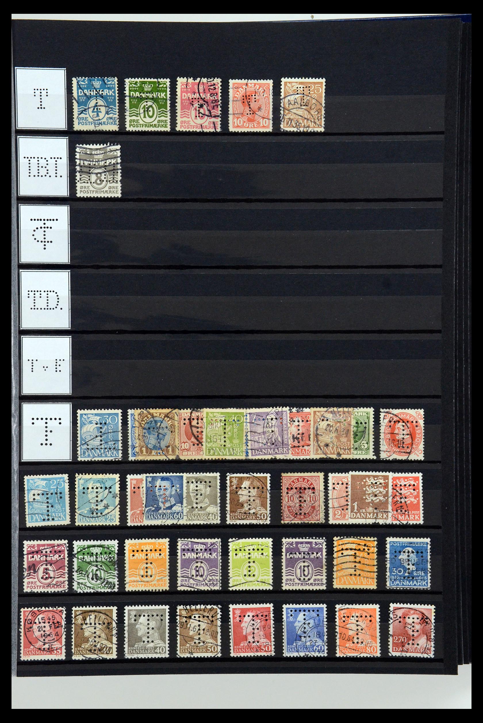 36396 213 - Stamp collection 36396 Denmark perfins.