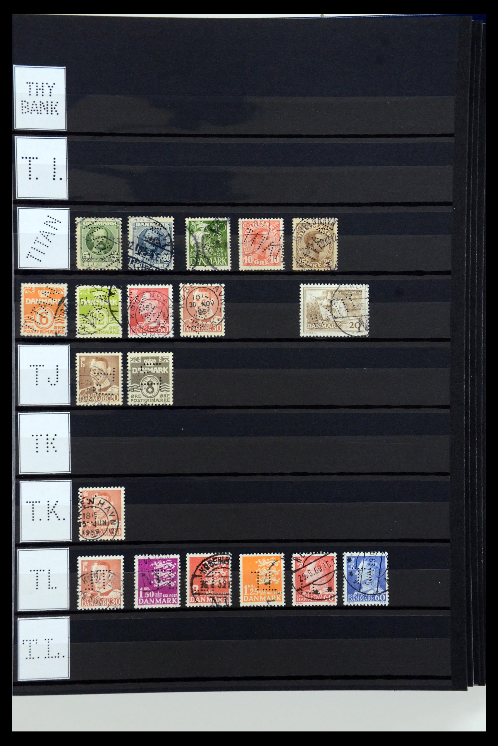 36396 215 - Stamp collection 36396 Denmark perfins.