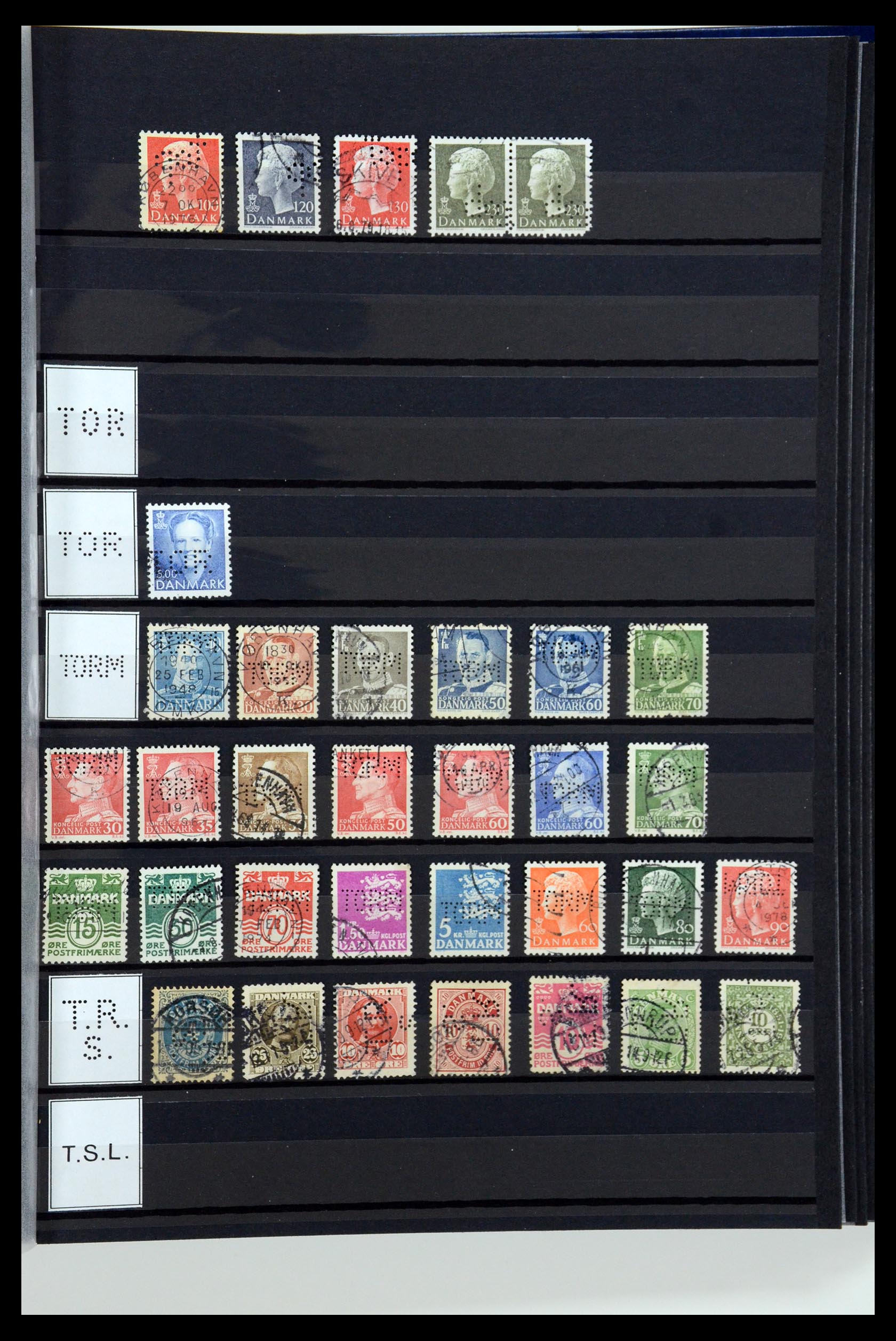 36396 217 - Stamp collection 36396 Denmark perfins.