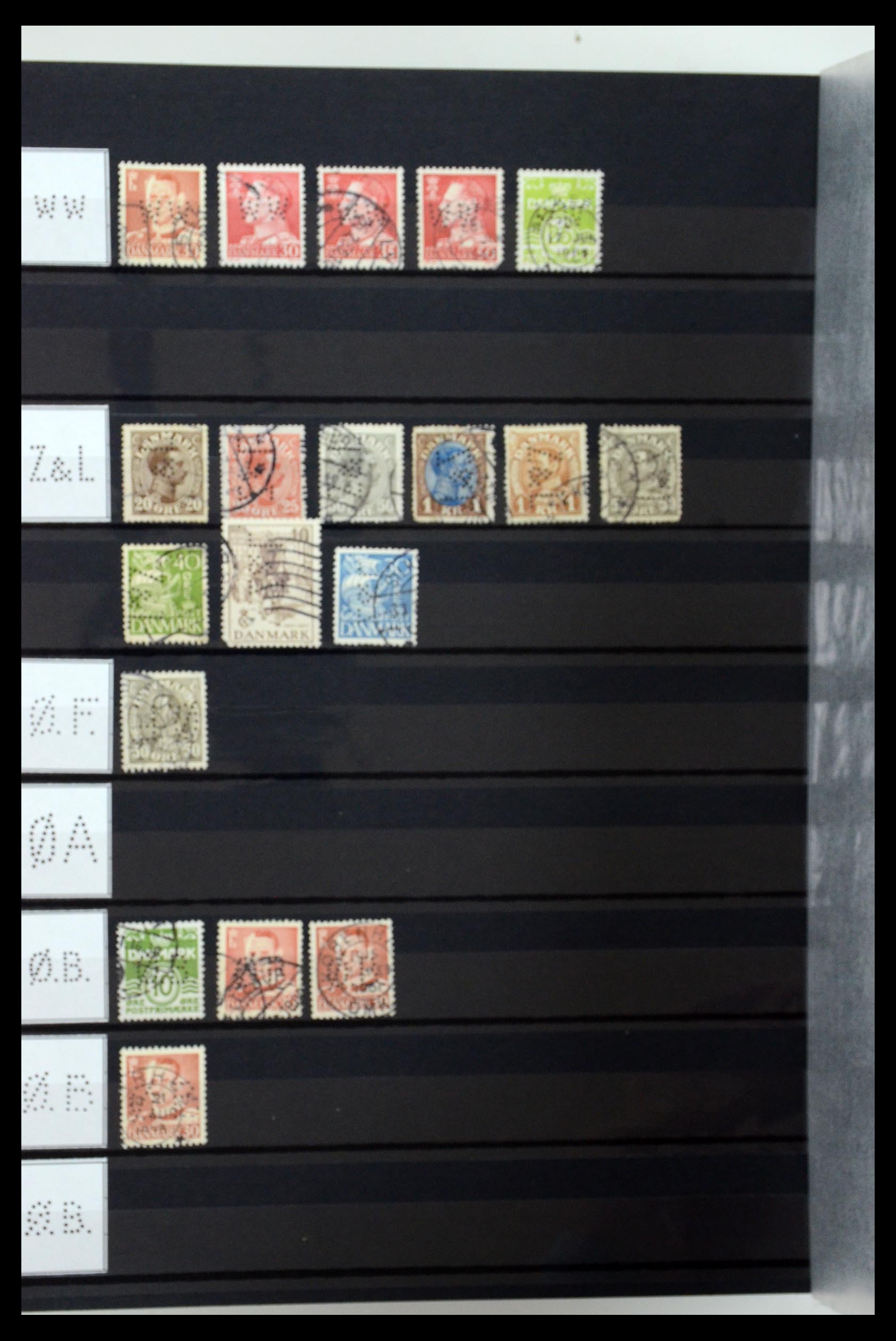 36396 226 - Stamp collection 36396 Denmark perfins.