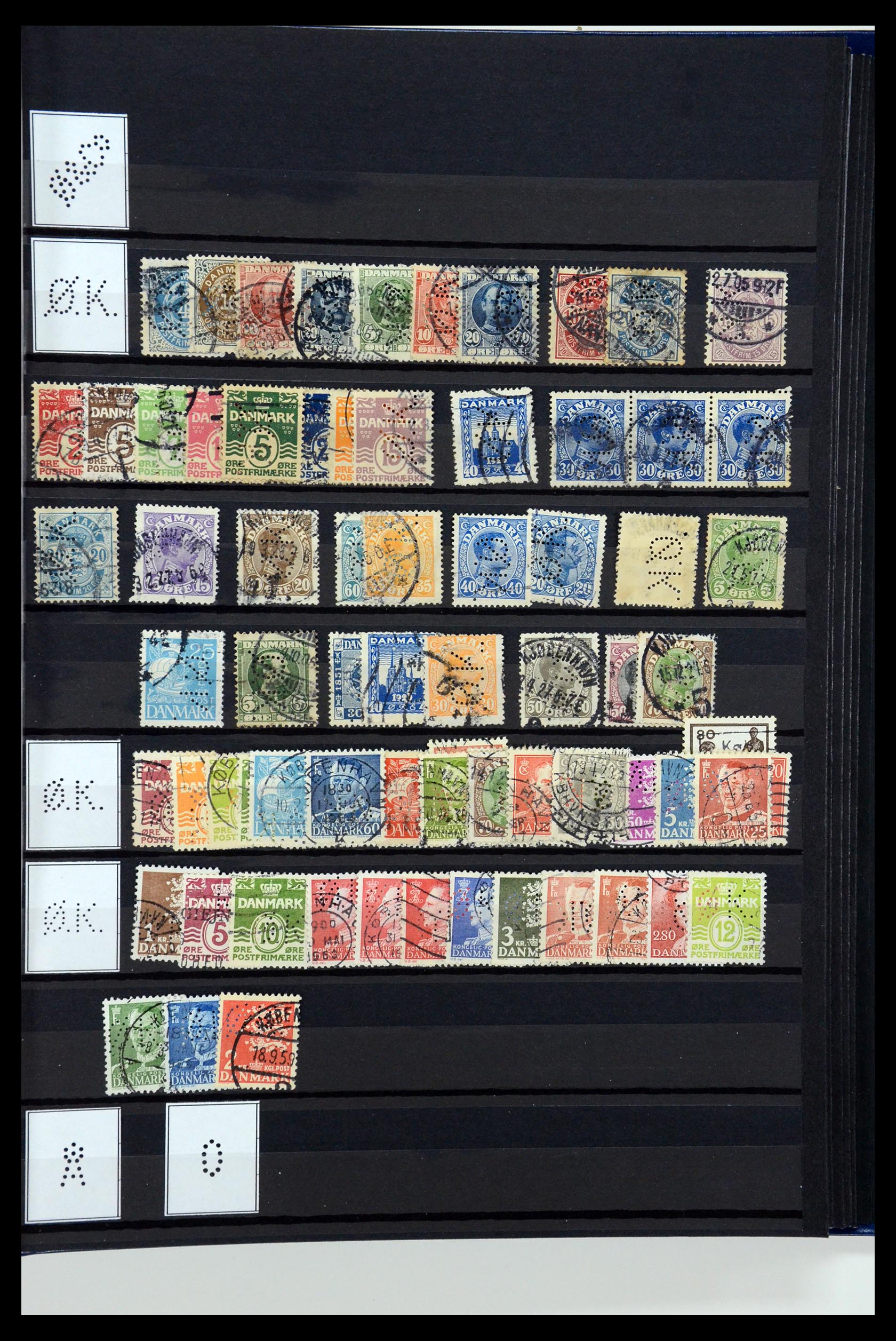 36396 227 - Stamp collection 36396 Denmark perfins.