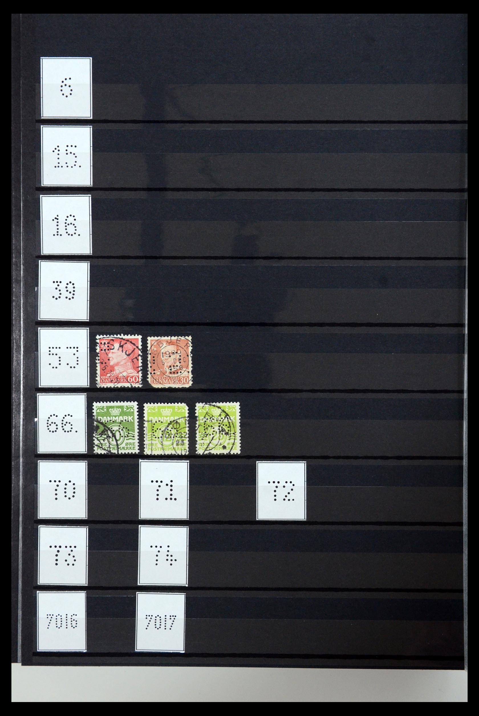 36396 228 - Stamp collection 36396 Denmark perfins.