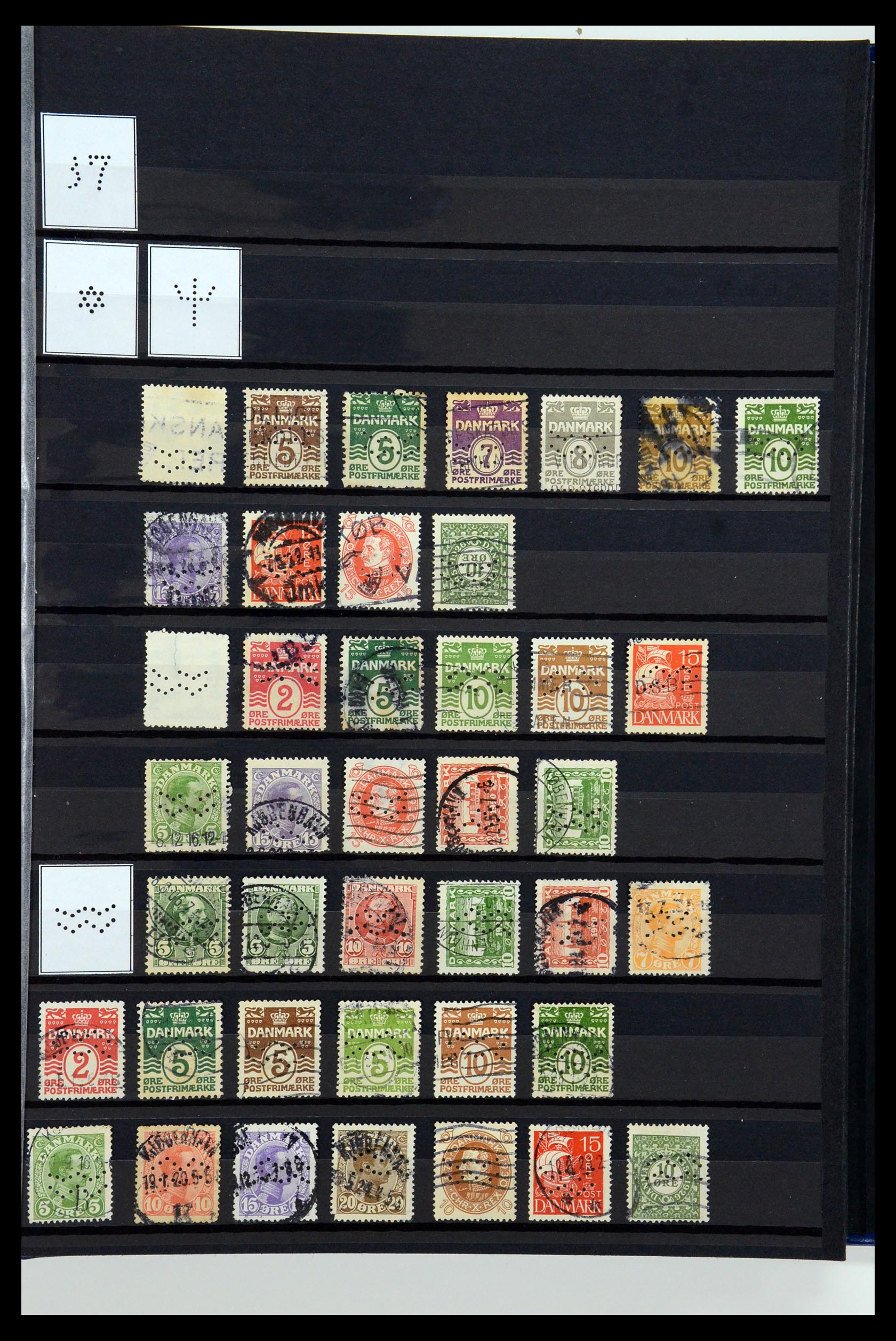 36396 229 - Stamp collection 36396 Denmark perfins.