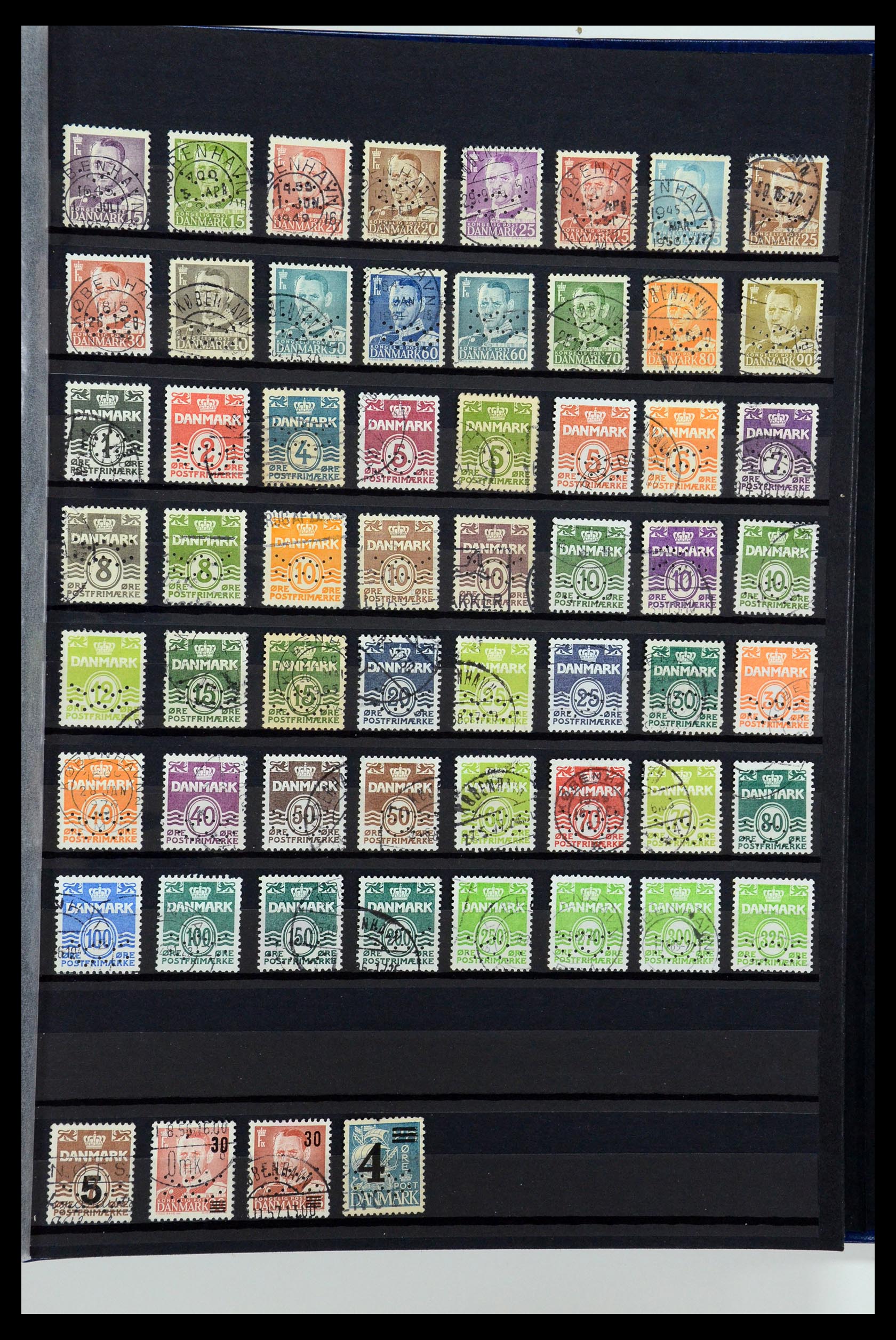 36396 231 - Stamp collection 36396 Denmark perfins.