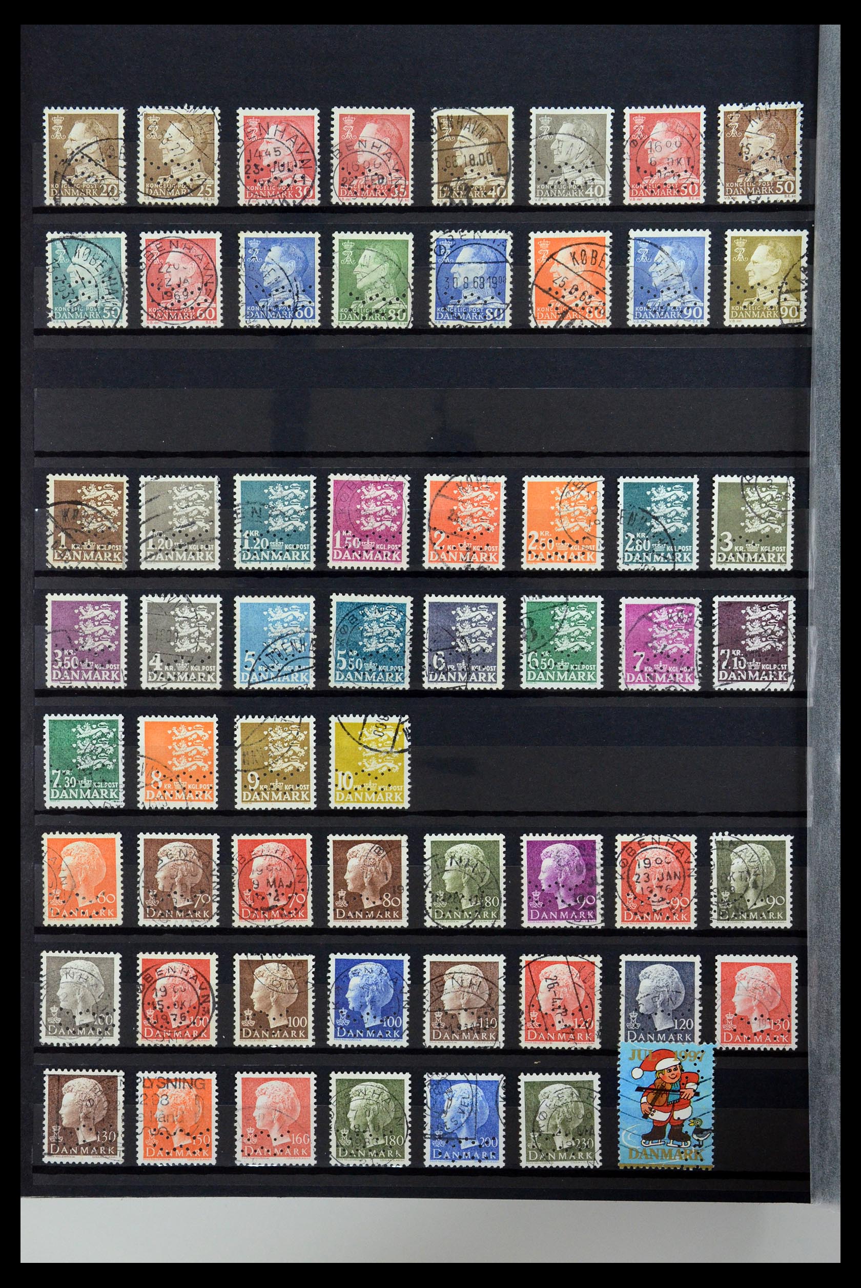 36396 232 - Stamp collection 36396 Denmark perfins.