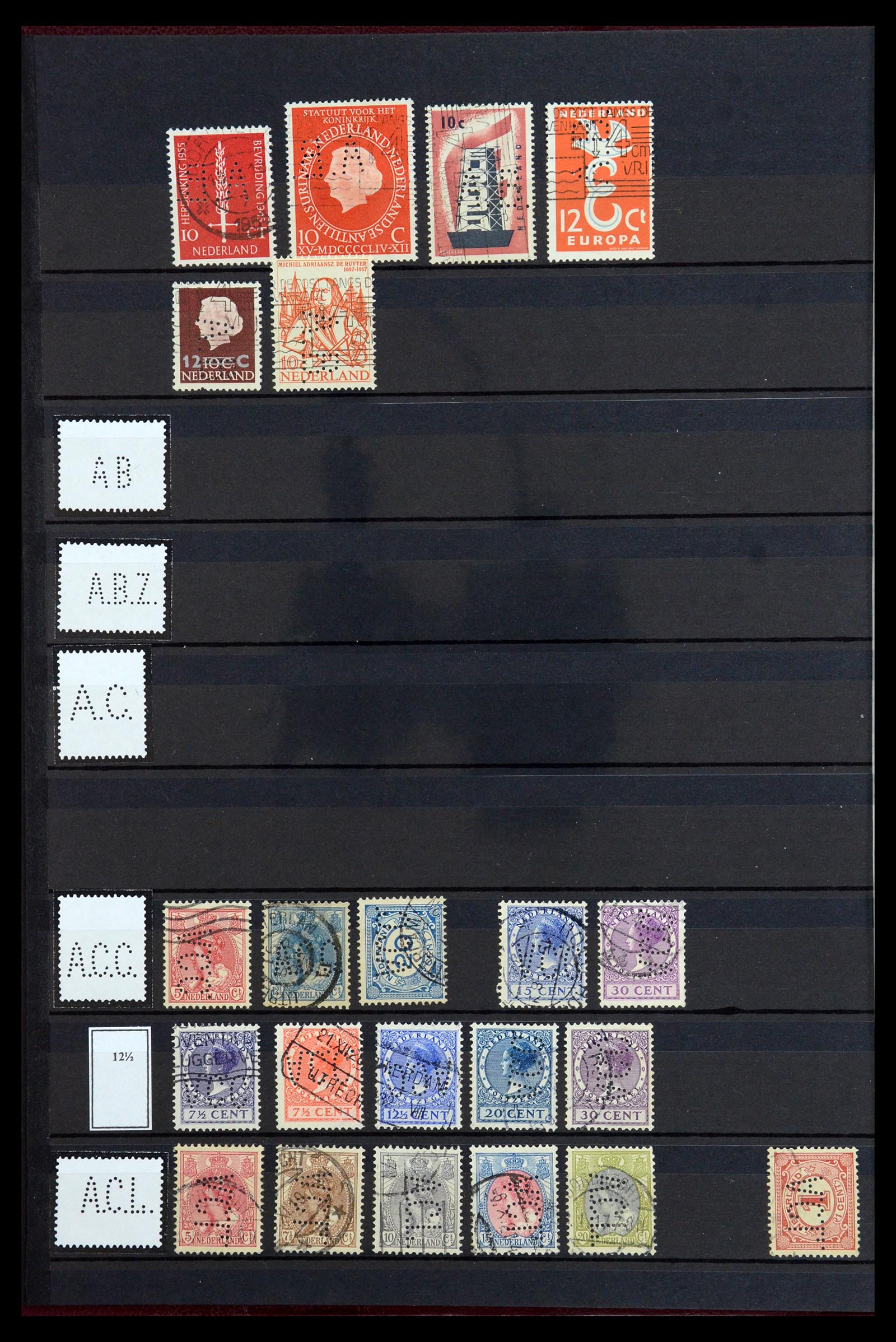36400 004 - Postzegelverzameling 36400 Nederland perfins 1872-1980.