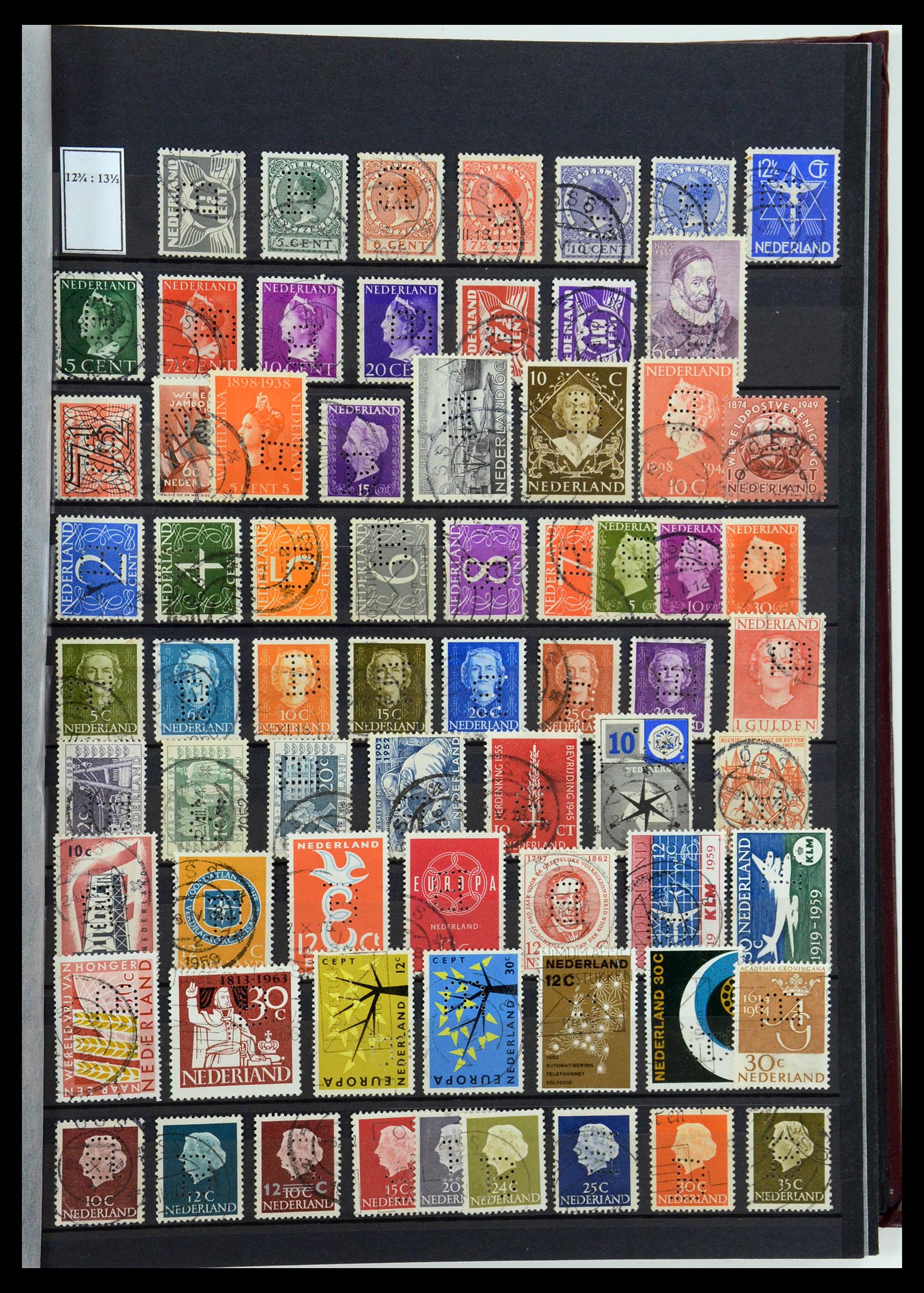 36400 013 - Postzegelverzameling 36400 Nederland perfins 1872-1980.