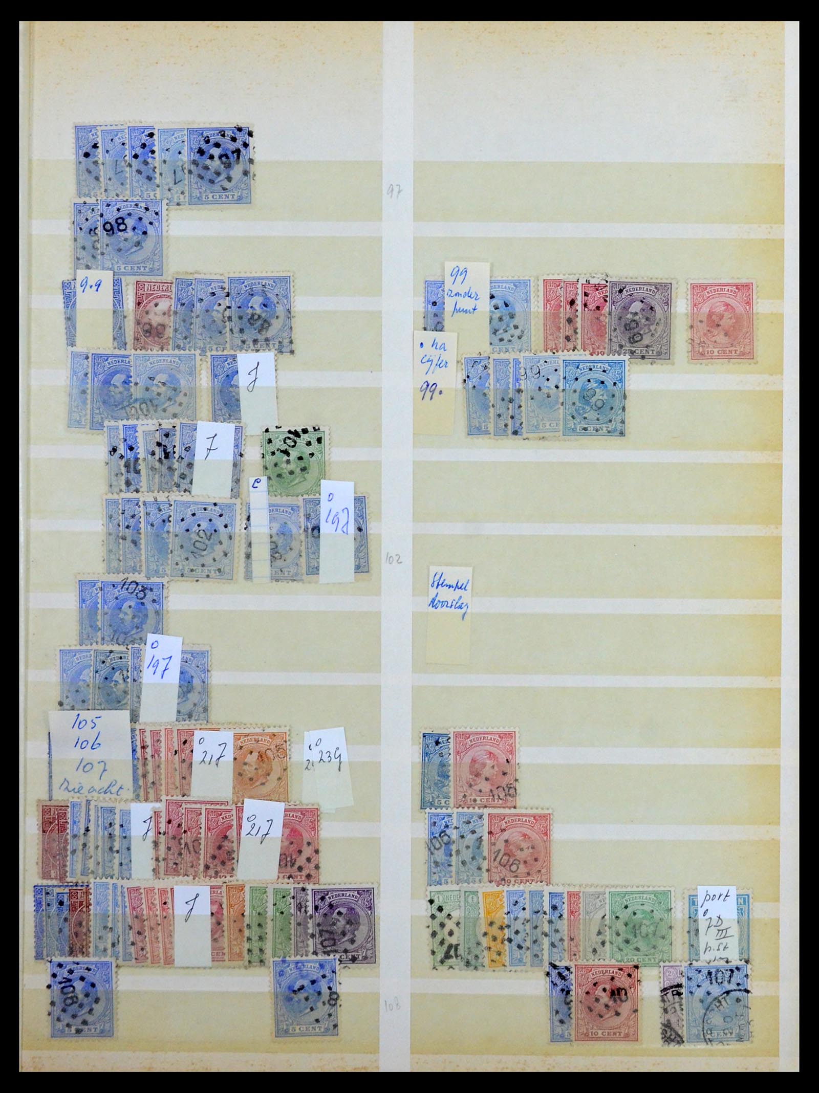 36403 009 - Postzegelverzameling 36403 Nederland puntstempels.