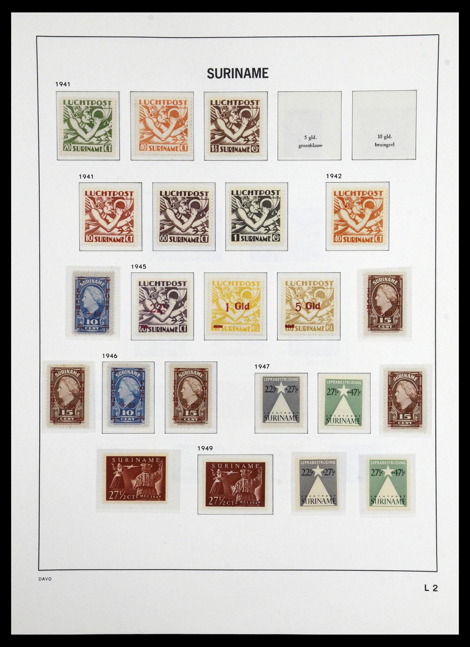36407 046 - Postzegelverzameling 36407 Suriname 1927-1990.