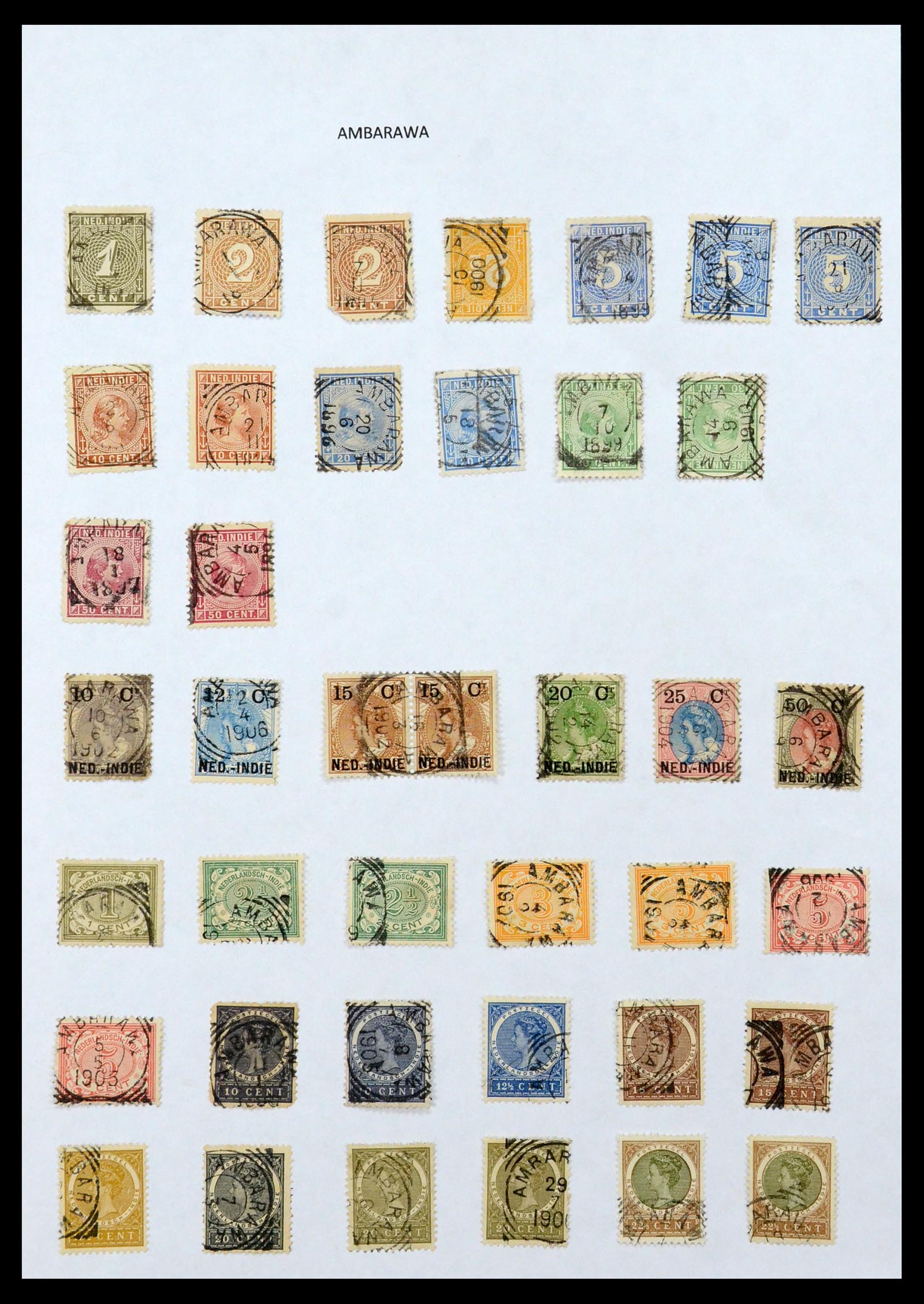 36432 001 - Stamp collection 36432 Dutch east Indies square cancels.