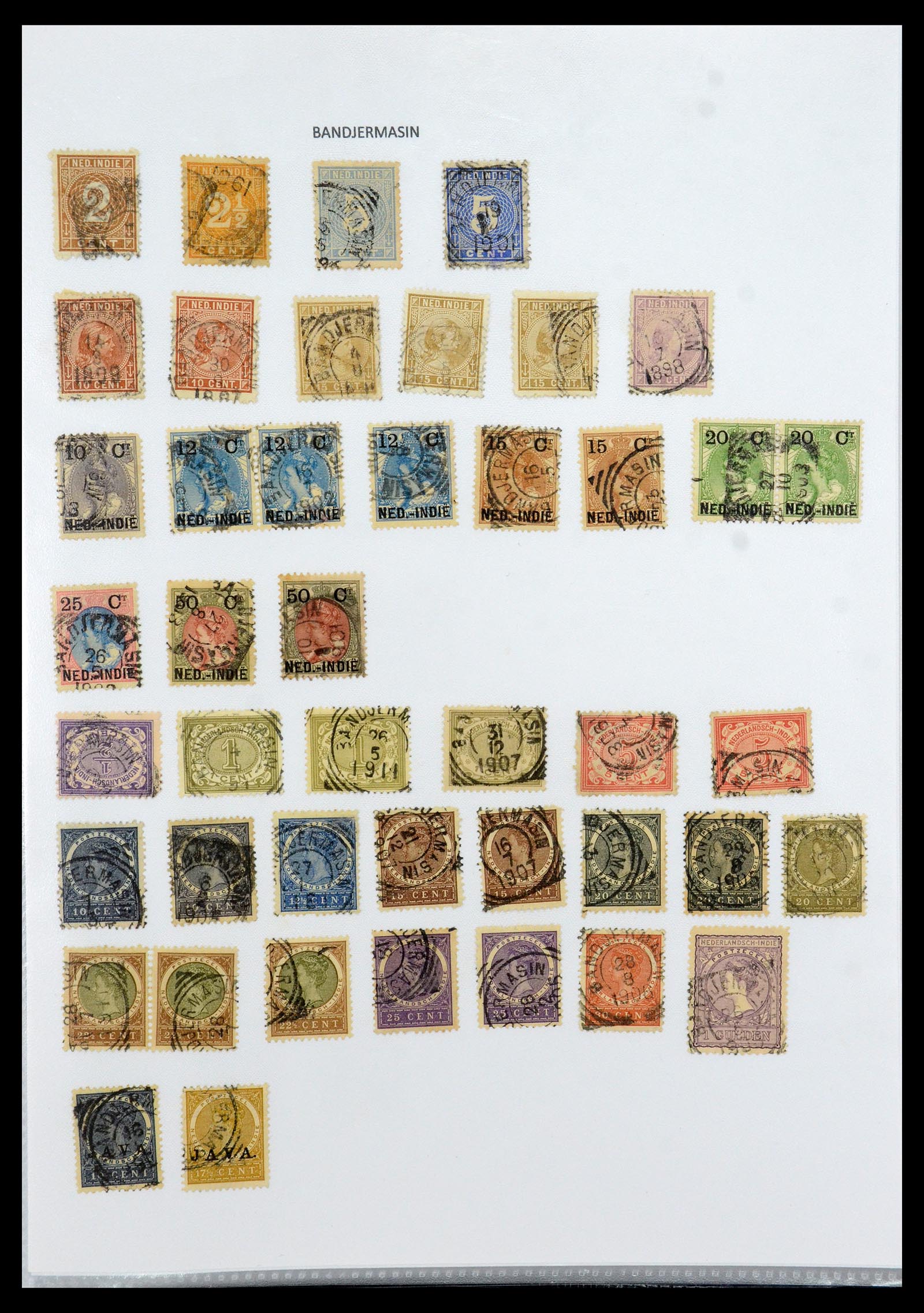 36432 011 - Postzegelverzameling 36432 Nederlands Indië vierkant stempels.