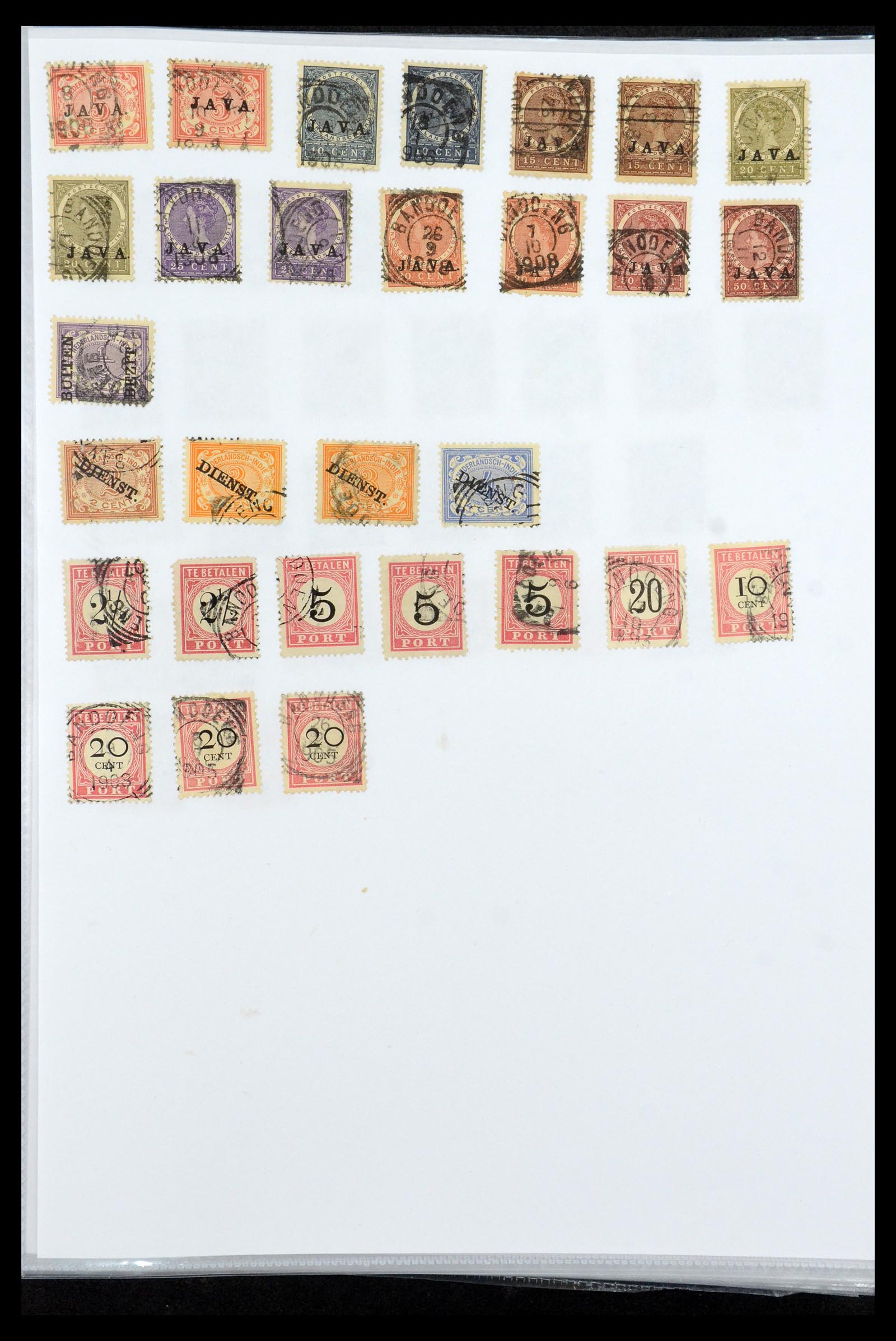 36432 015 - Stamp collection 36432 Dutch east Indies square cancels.