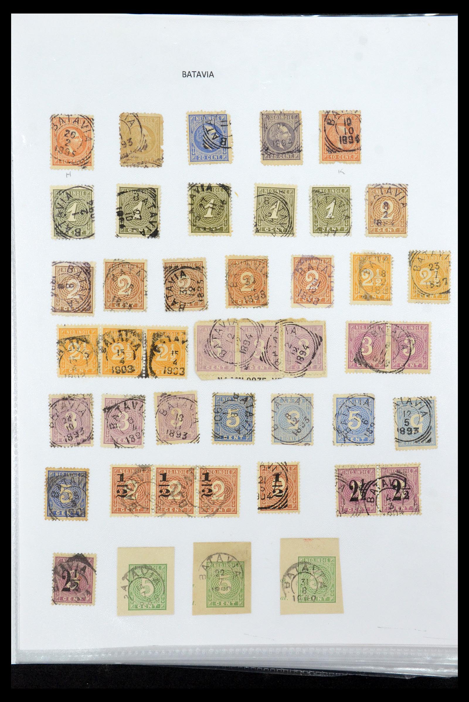 36432 021 - Stamp collection 36432 Dutch east Indies square cancels.