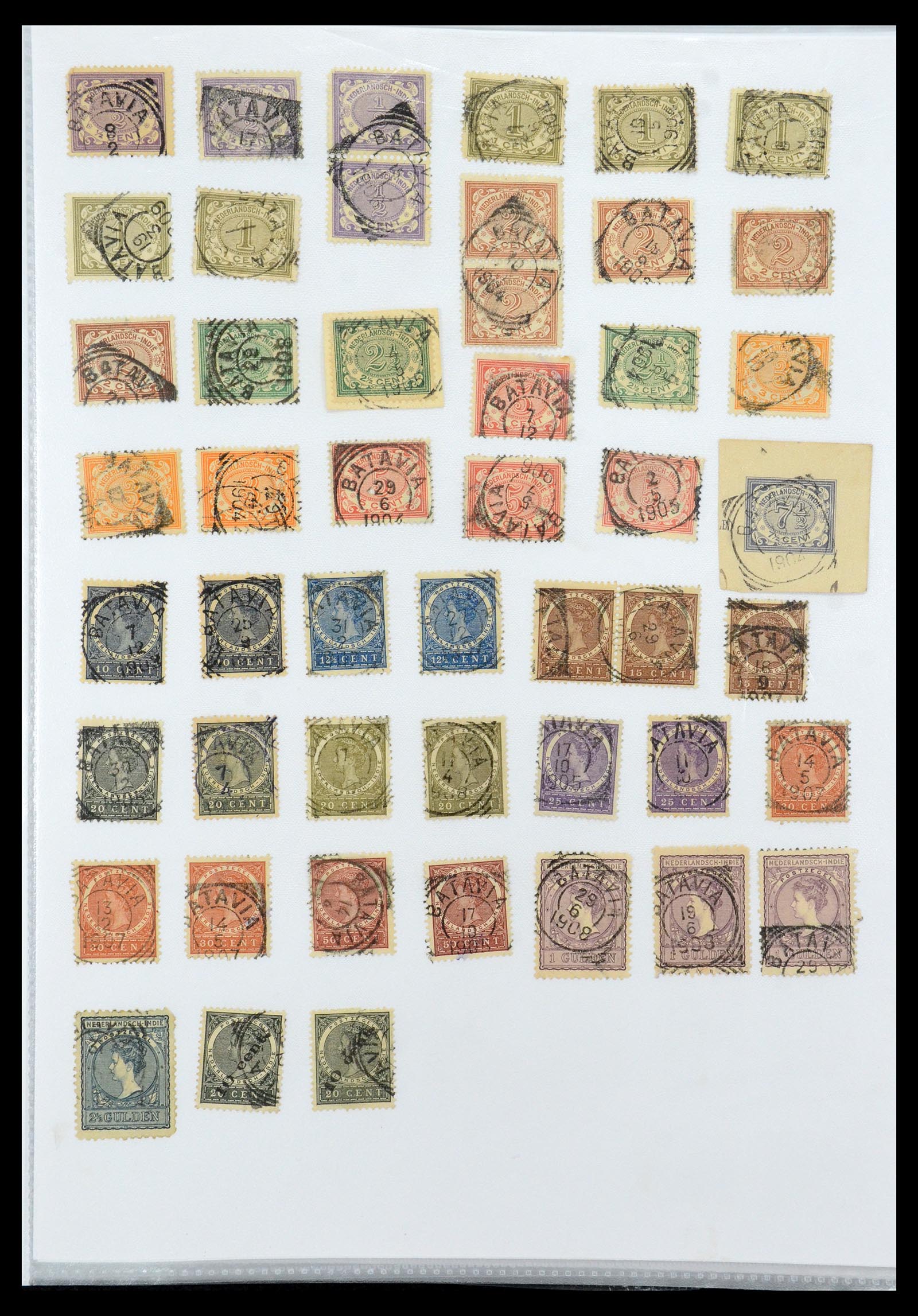 36432 023 - Stamp collection 36432 Dutch east Indies square cancels.
