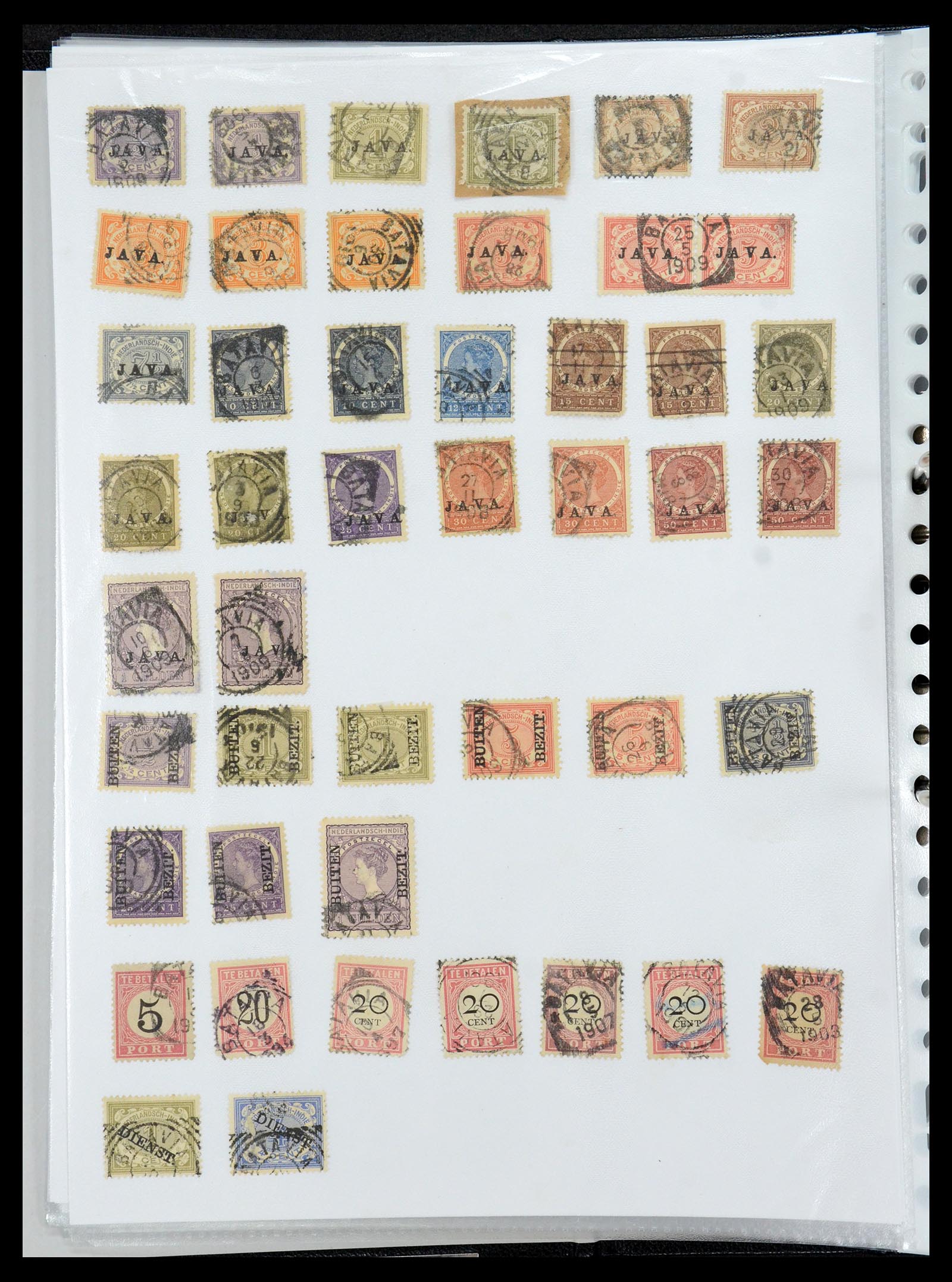 36432 024 - Stamp collection 36432 Dutch east Indies square cancels.