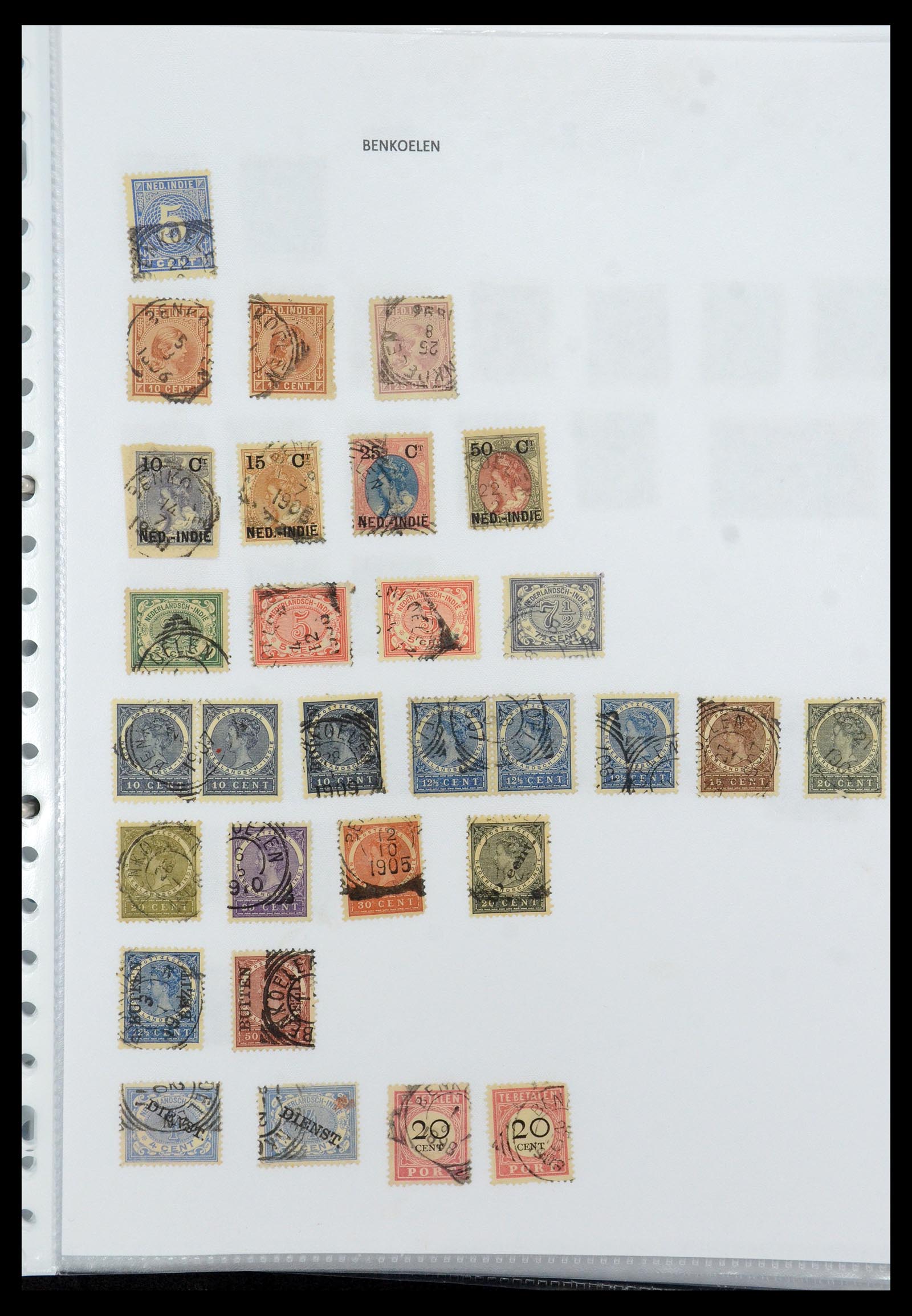 36432 027 - Postzegelverzameling 36432 Nederlands Indië vierkant stempels.