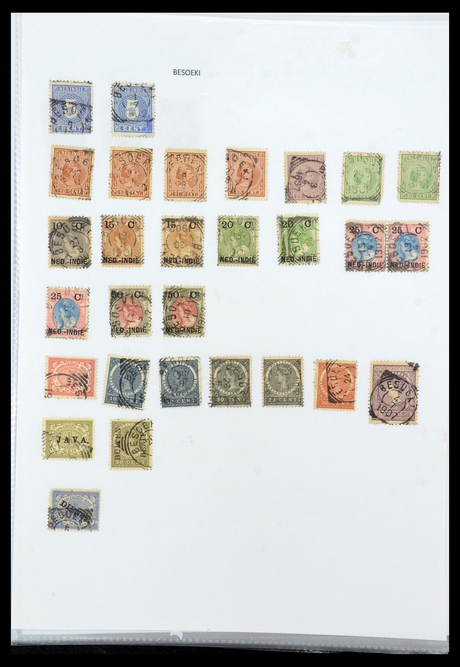 36432 028 - Postzegelverzameling 36432 Nederlands Indië vierkant stempels.