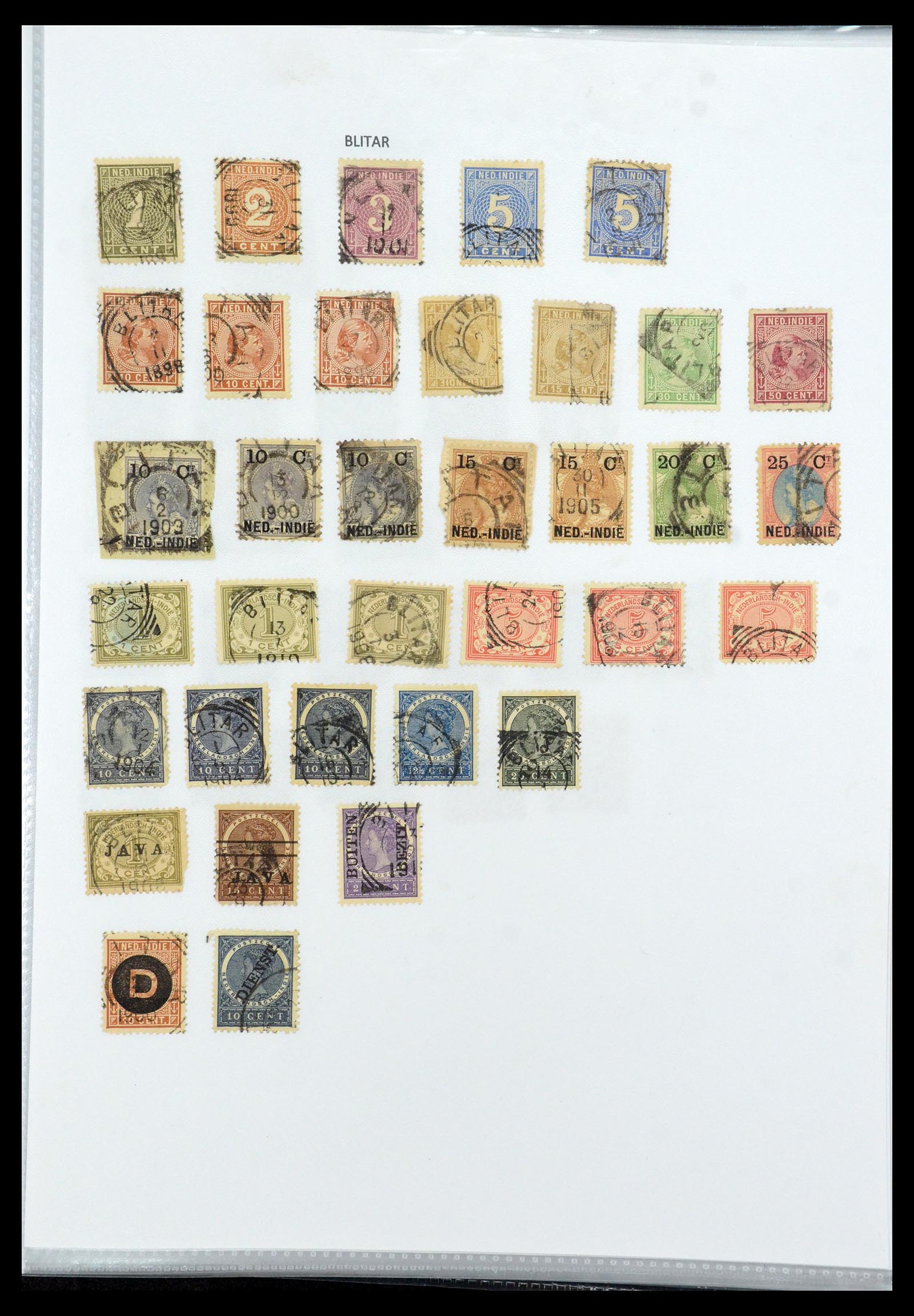 36432 032 - Postzegelverzameling 36432 Nederlands Indië vierkant stempels.