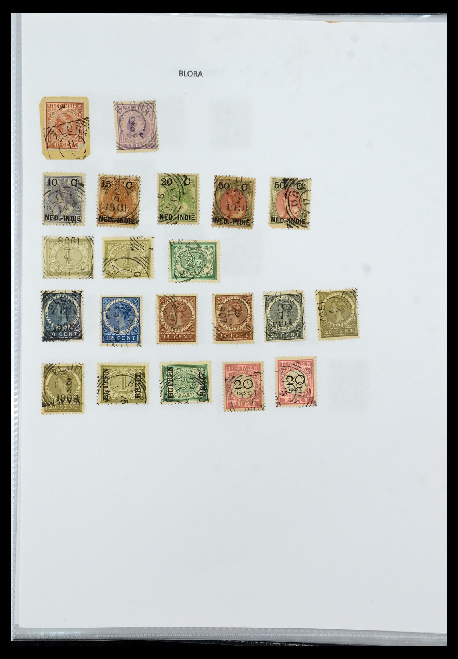 36432 033 - Postzegelverzameling 36432 Nederlands Indië vierkant stempels.