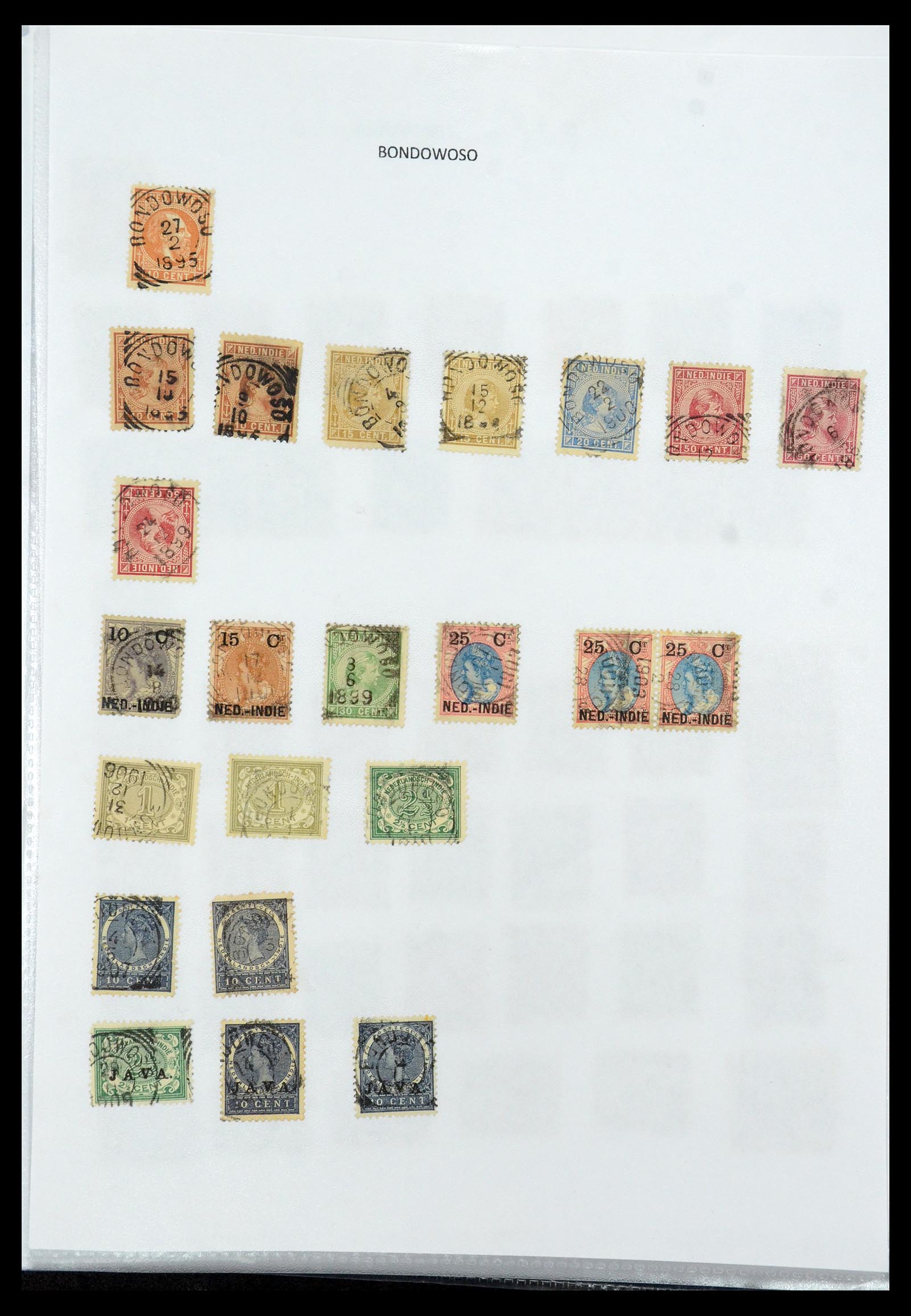 36432 037 - Postzegelverzameling 36432 Nederlands Indië vierkant stempels.