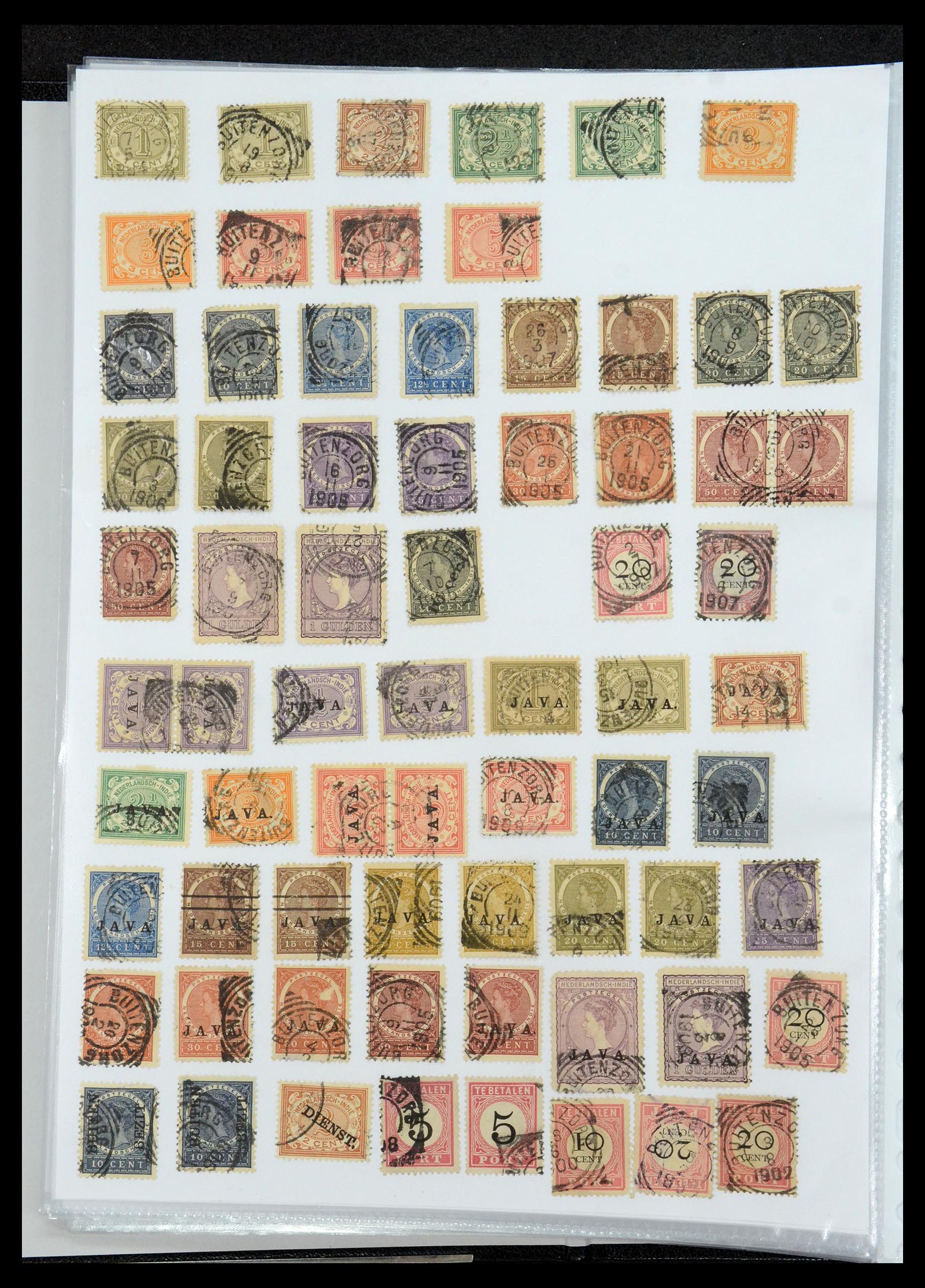 36432 039 - Postzegelverzameling 36432 Nederlands Indië vierkant stempels.