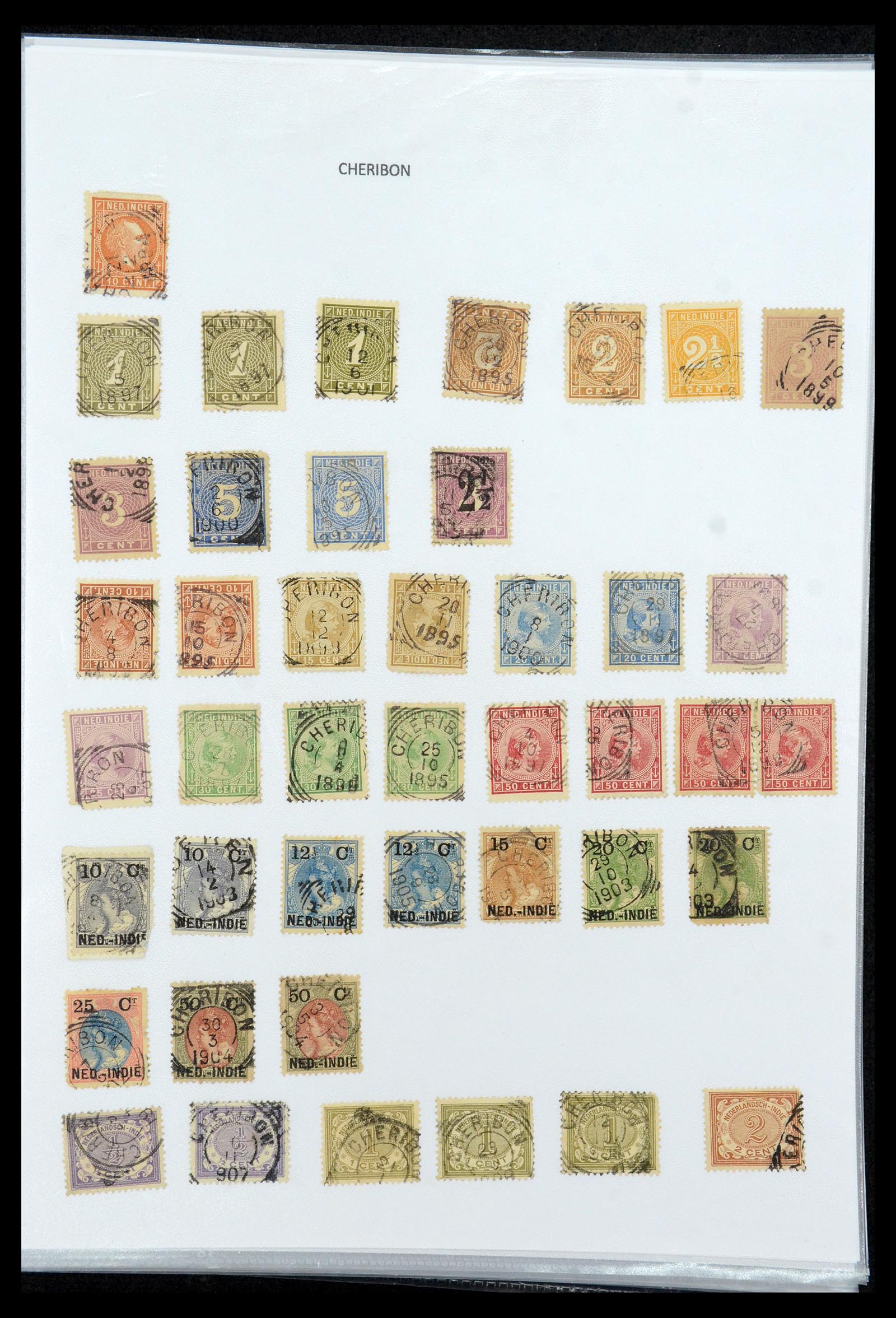 36432 040 - Stamp collection 36432 Dutch east Indies square cancels.