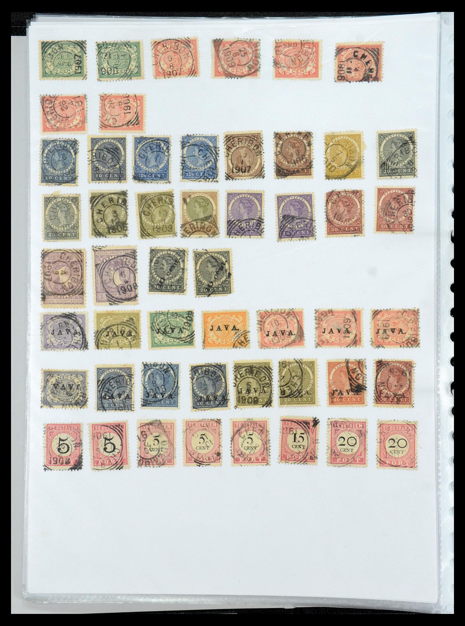 36432 041 - Stamp collection 36432 Dutch east Indies square cancels.