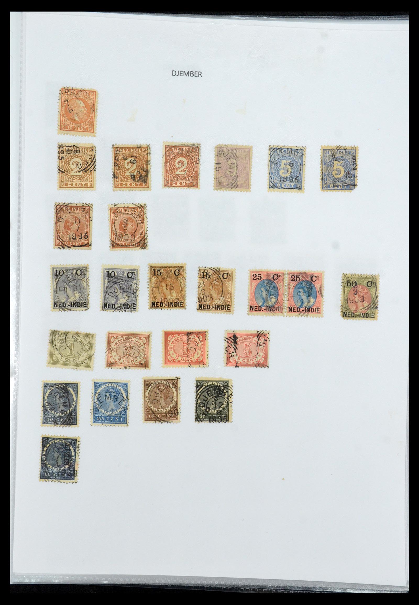 36432 045 - Stamp collection 36432 Dutch east Indies square cancels.