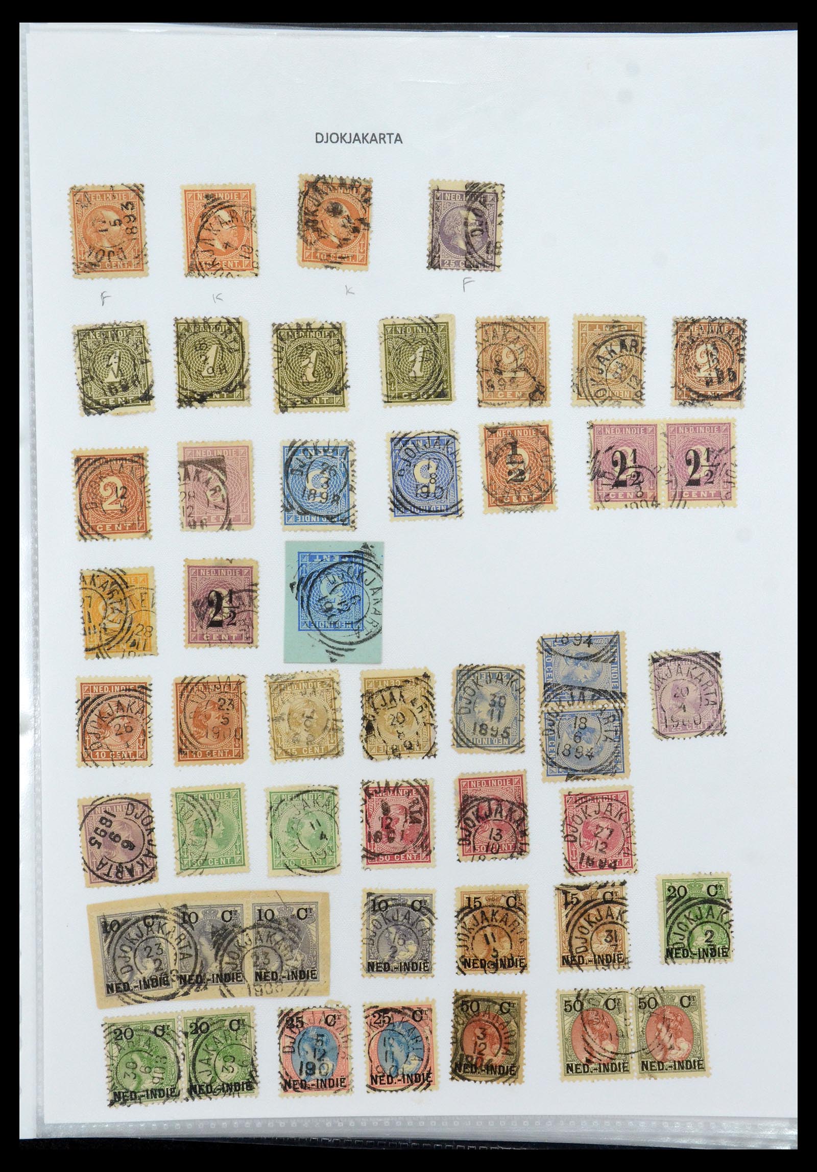 36432 047 - Stamp collection 36432 Dutch east Indies square cancels.