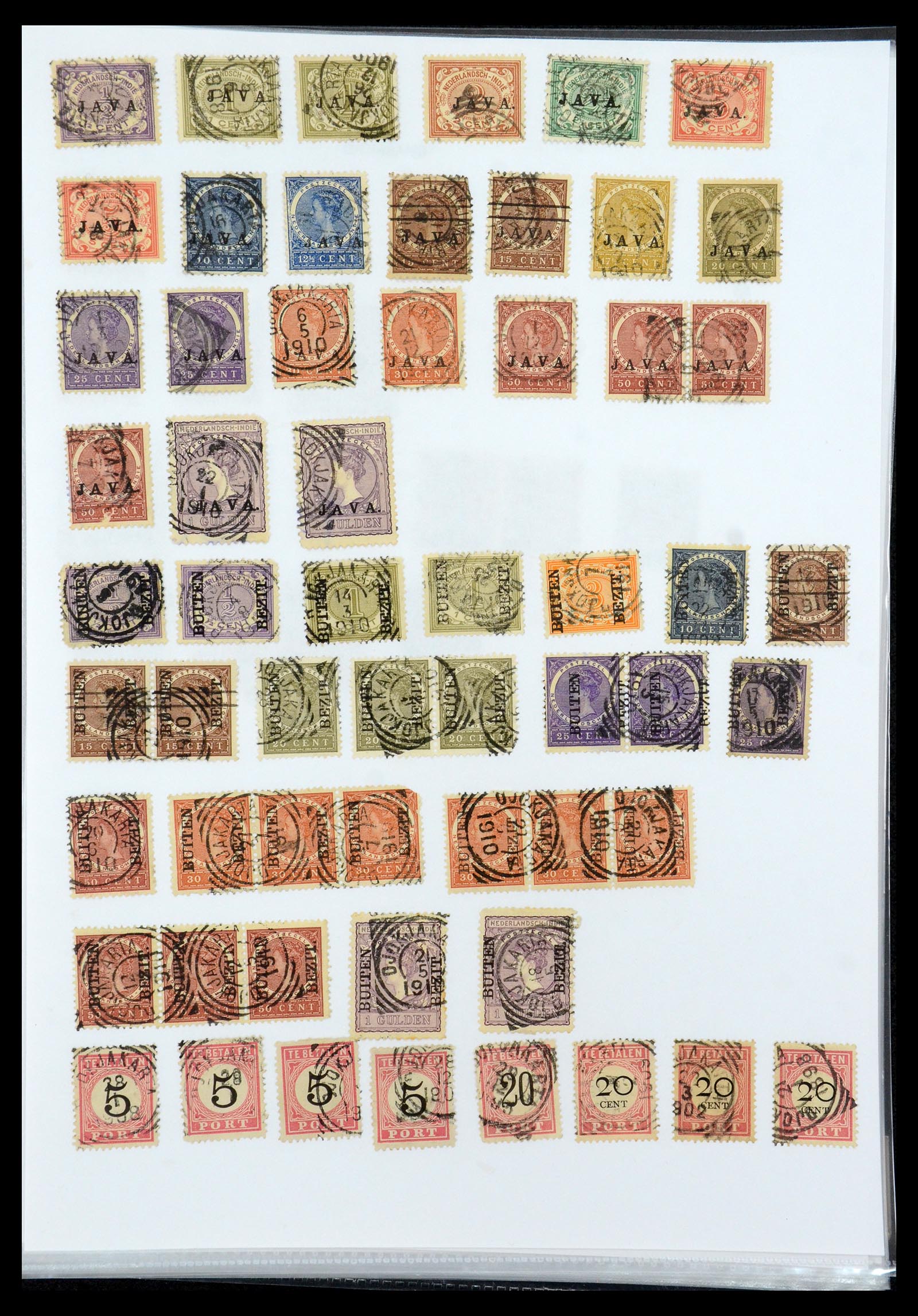 36432 049 - Stamp collection 36432 Dutch east Indies square cancels.