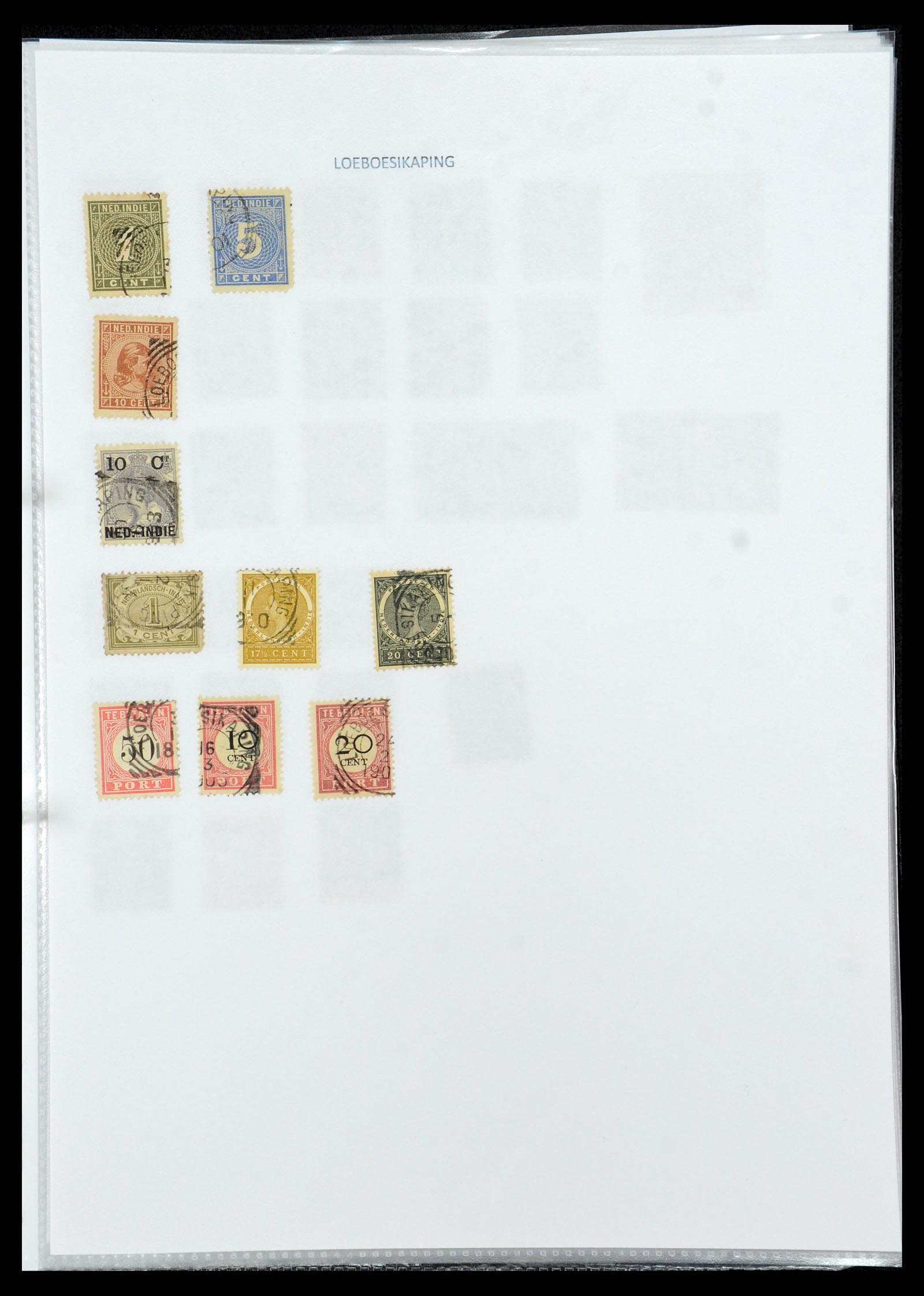 36432 089 - Postzegelverzameling 36432 Nederlands Indië vierkant stempels.